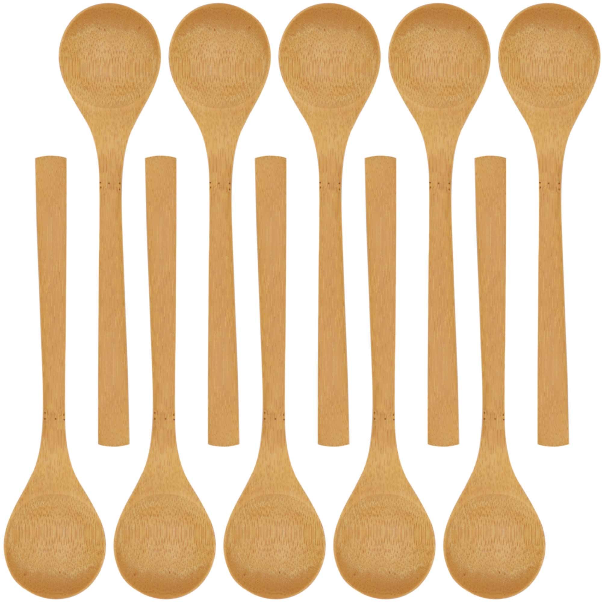 Bamboomn 8'' Reusable Solid Bamboo Soup Spoon - Dining Flatware - Kitchen Utensils - 30 Pcs