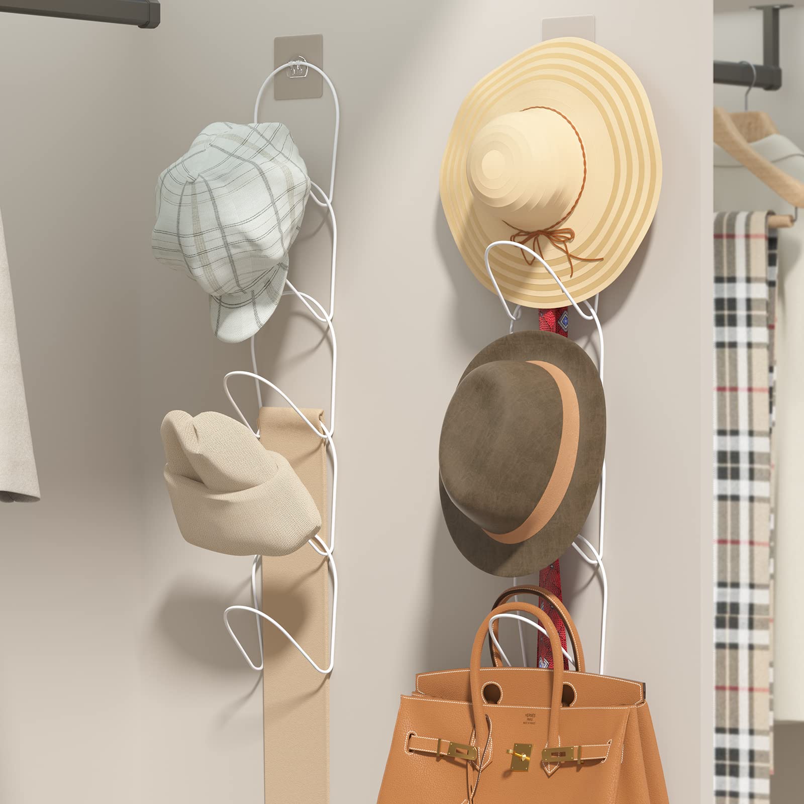 Linfidite 15 Pack Baseball Hat Rack Hanger Holder Organizer Multi Hook Wall Mounted Over Door Cap Display Storage Rack Cap Holde