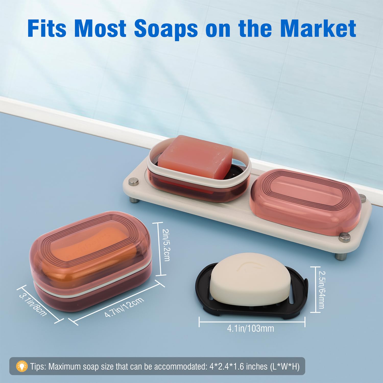 Aimaiaimai Travel Soap Container, Translucent Visible Soap Box, Travel Soap Holder With Removable Draining Layer, Portable Soap