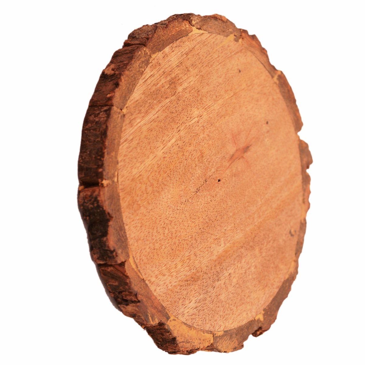 Purpledip Wooden Coasters (Set Of 4) In Natural Mango Tree Bark: Rustic Dining Table Barware Gift; 4.5 Inches Each (11141)