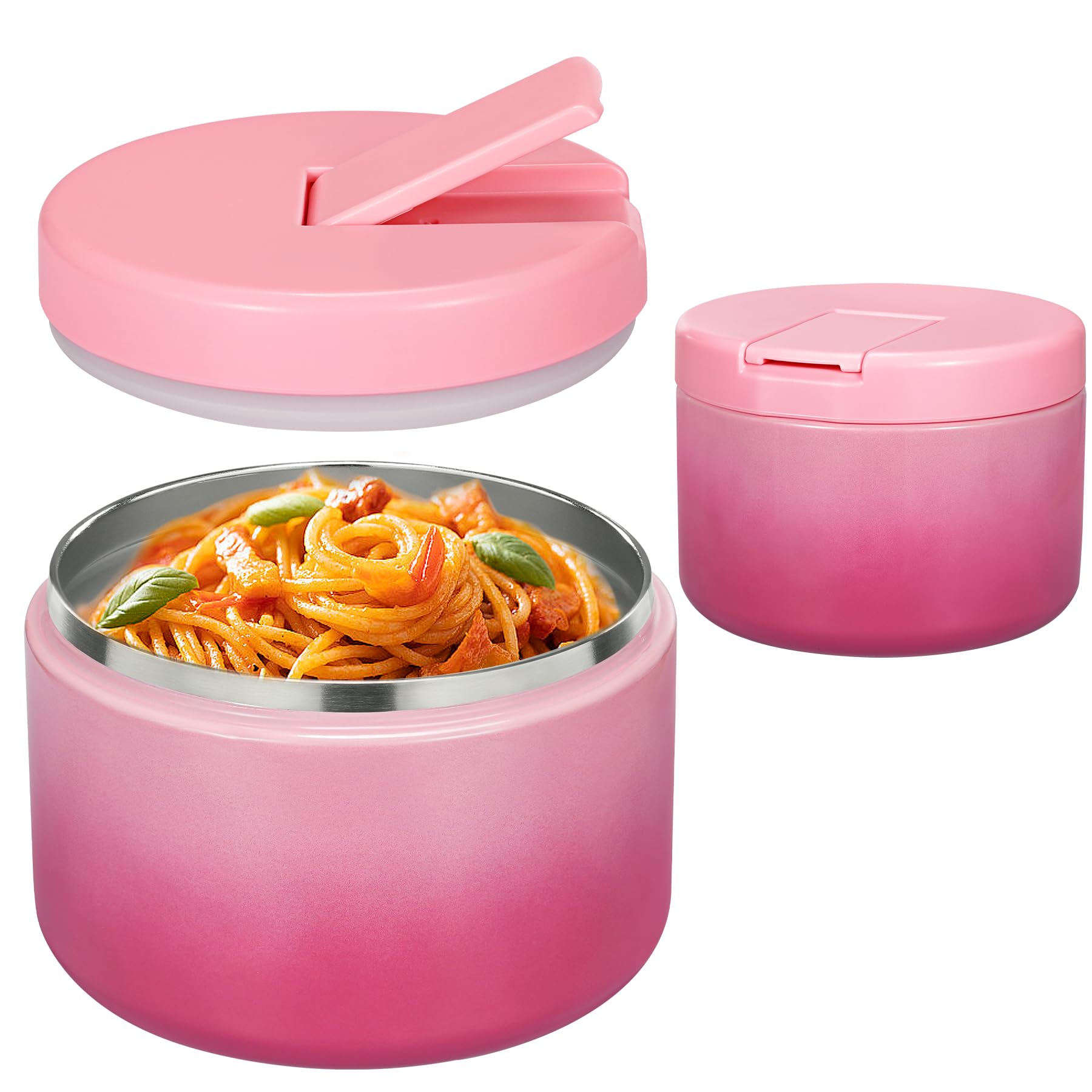 Pawtong 12oz Insulated Vacuum Food Jar with Buckle Lid Wide Mouth Soup Thermo for Hot Food Kids Leakproof Stainless Steel Lunch 