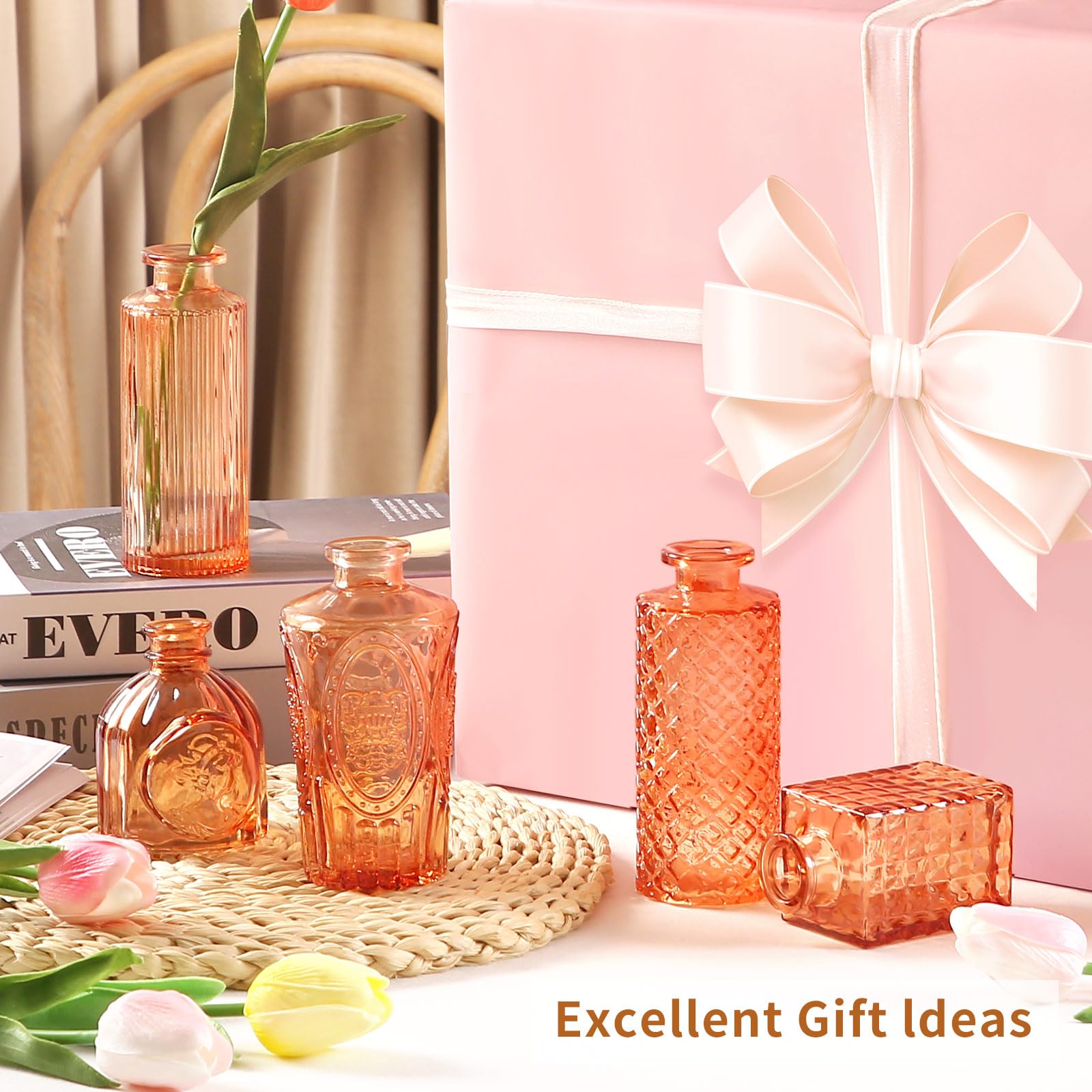 Valentine s Day Glass Bud Vases,Versatile Small Bud vases for Home and Wedding Decor, Exquisite Bridal Shower Table Centerpieces