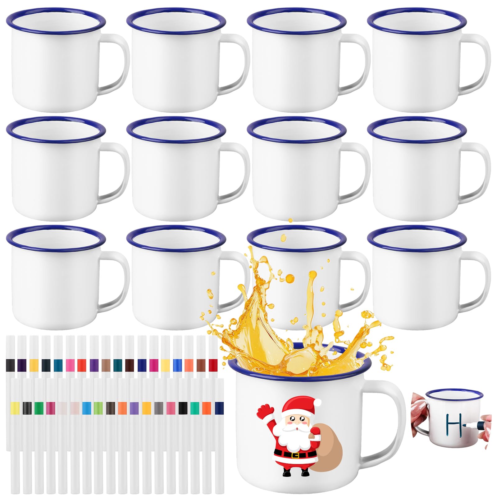 52 Pcs Make Your Own Mug Paint Mug Kit 4 oz Painted Enamel Mugs Color Your Own Cups Design Personalized Painting Mugs DIY Tea Co