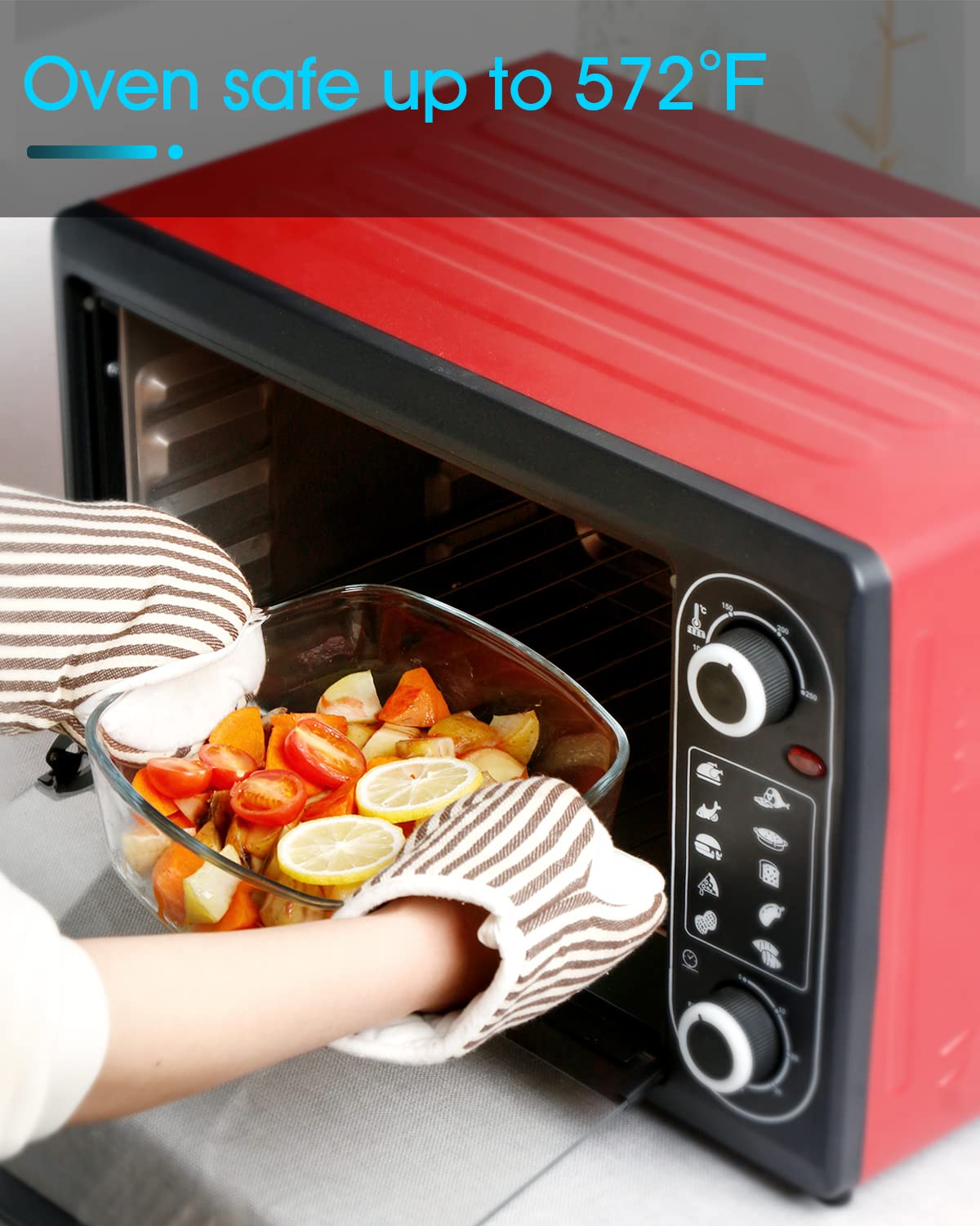 NUTRIUPS 2.5L Glass Casserole with Glass Lid Square Casserole Dish for Oven Glass Microwavable Bowl With Lid