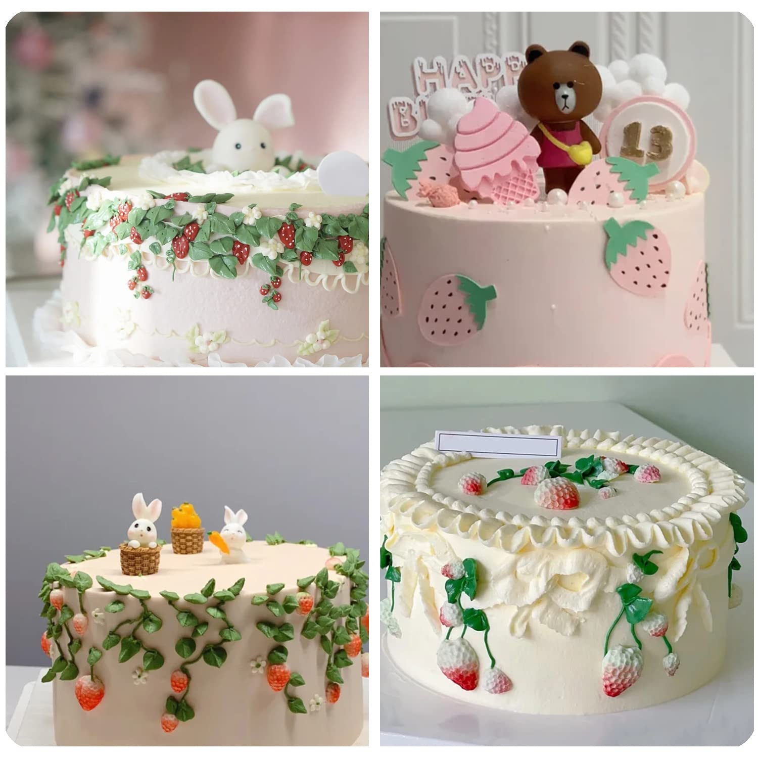 Miyahouse Strawberry Fruit Fondant Mold Strawberry Flowers Leaves Silicone Molds For Cake Decoration Cupcake Topper Candy Chocol