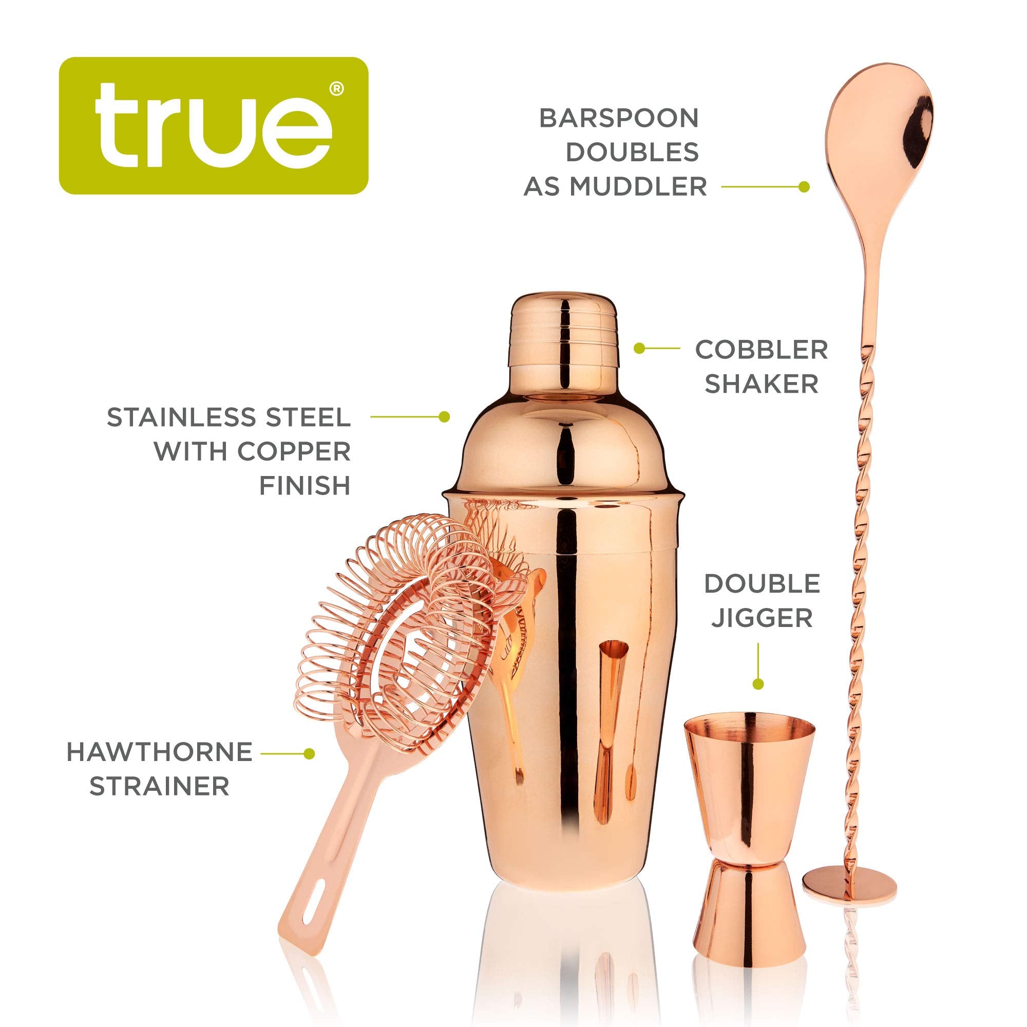 Copper Barware Set By True
