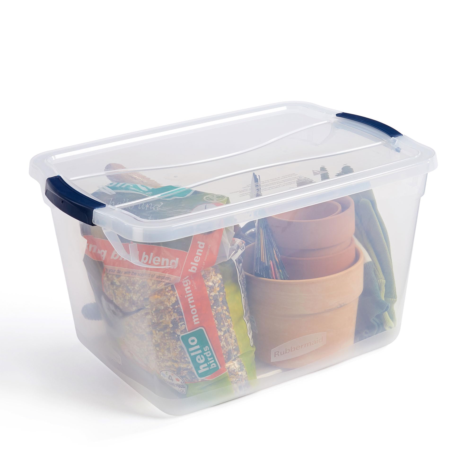 Rubbermaid Cleverstore Clear 30 Qt Pack Of 6 Stackable Plastic Storage Containers With Durable Latching Clear Lids