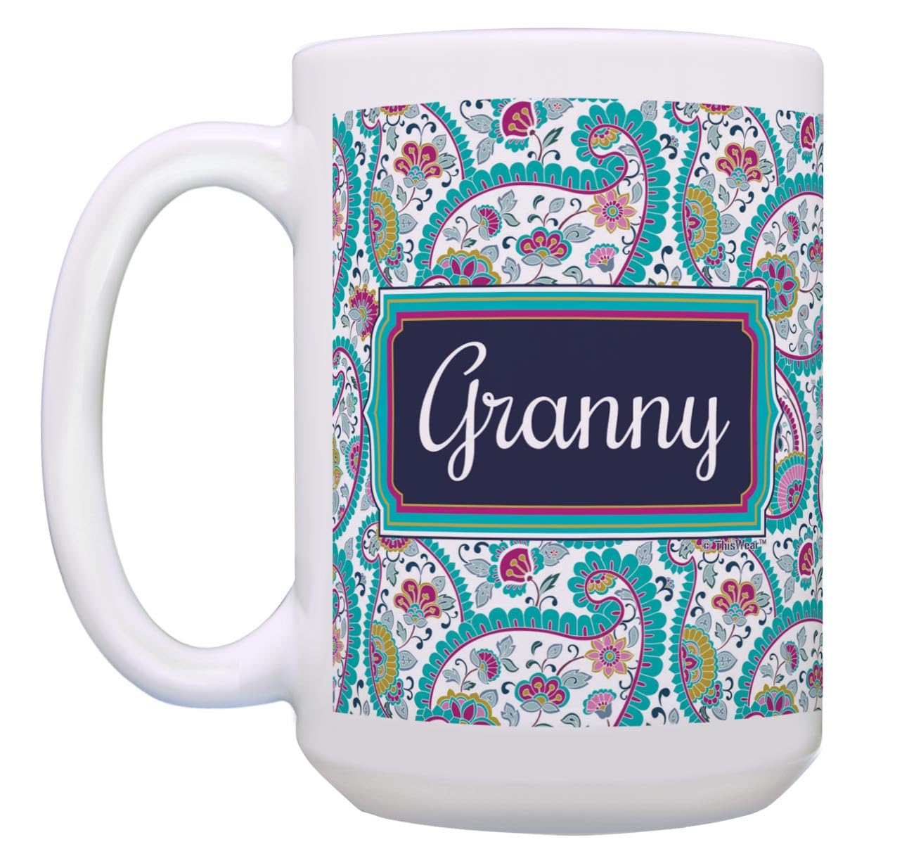 Granny Grandma Gifts Granny Paisley Mug Granny Cup 15Oz Ceramic Coffee Mug With Handle Paisley