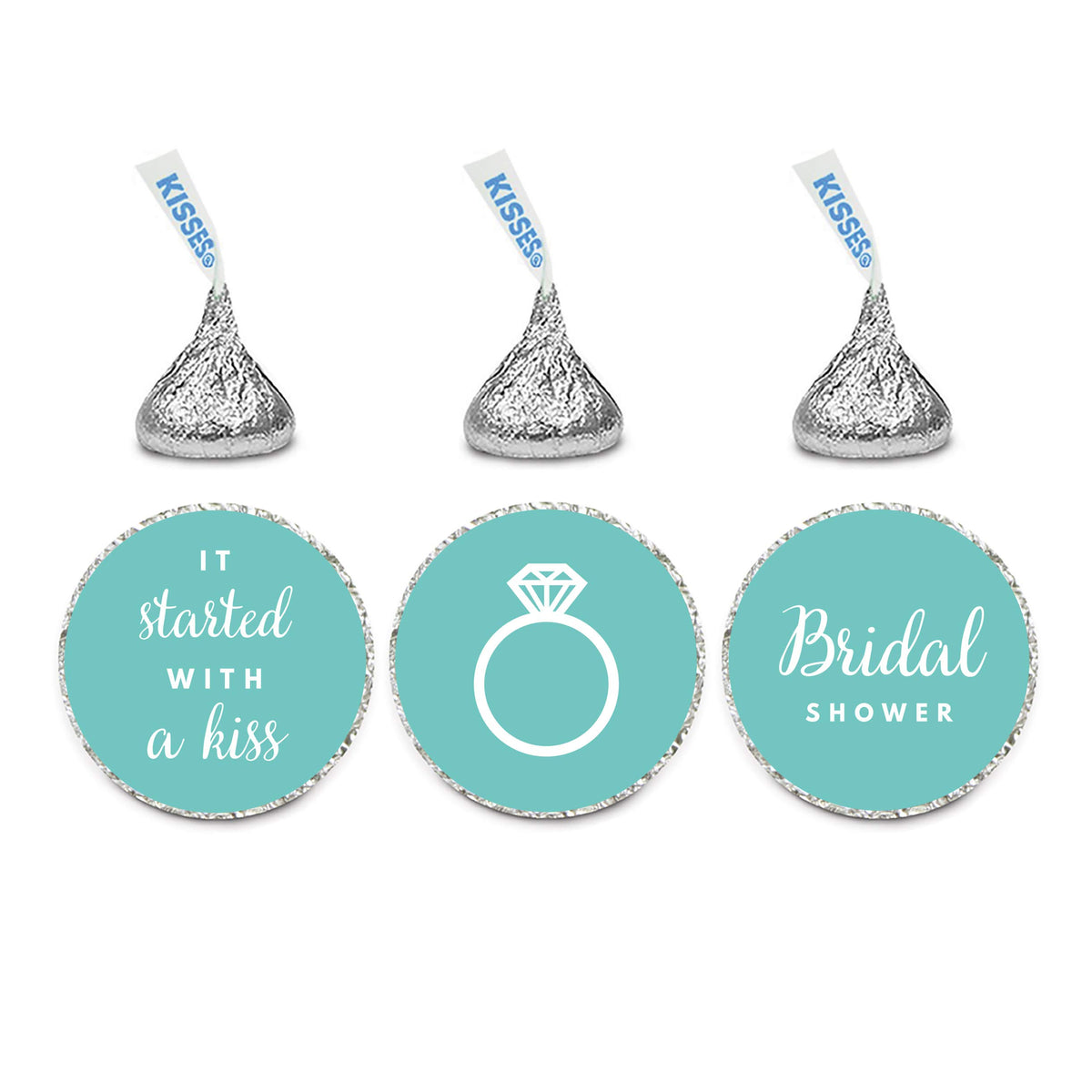 Andaz Press Chocolate Drop Labels Trio, Fits Kisses Party Favors, Wedding Bridal Shower, Diamond Blue, 216-Pack, Robin'S Egg Blu