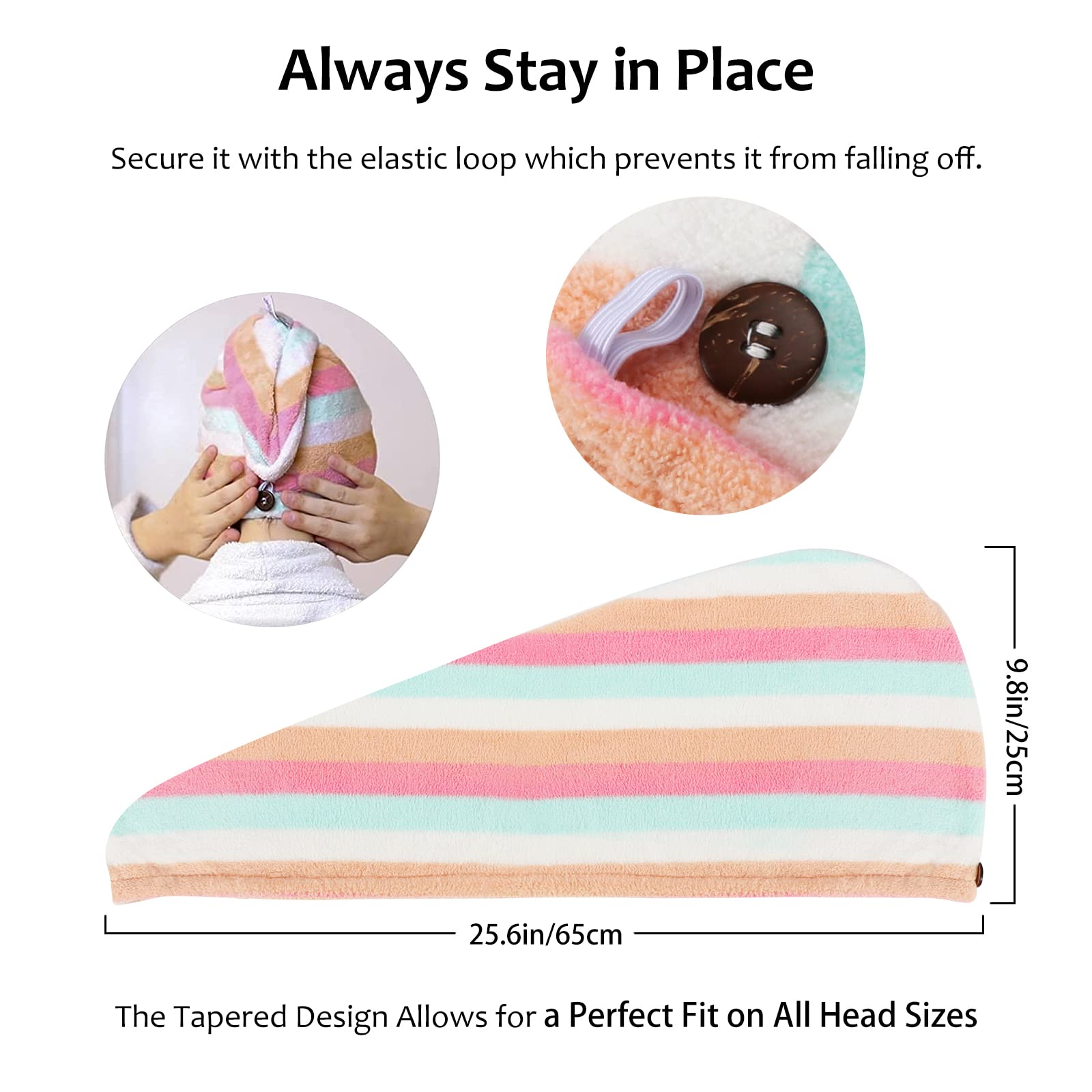 AuroTrends Microfiber Hair Towel 2Pack, Hair Towel Wrap for Women/Kids- Super Absorbent Soft Microfiber Towel for Hair, Hair Dry