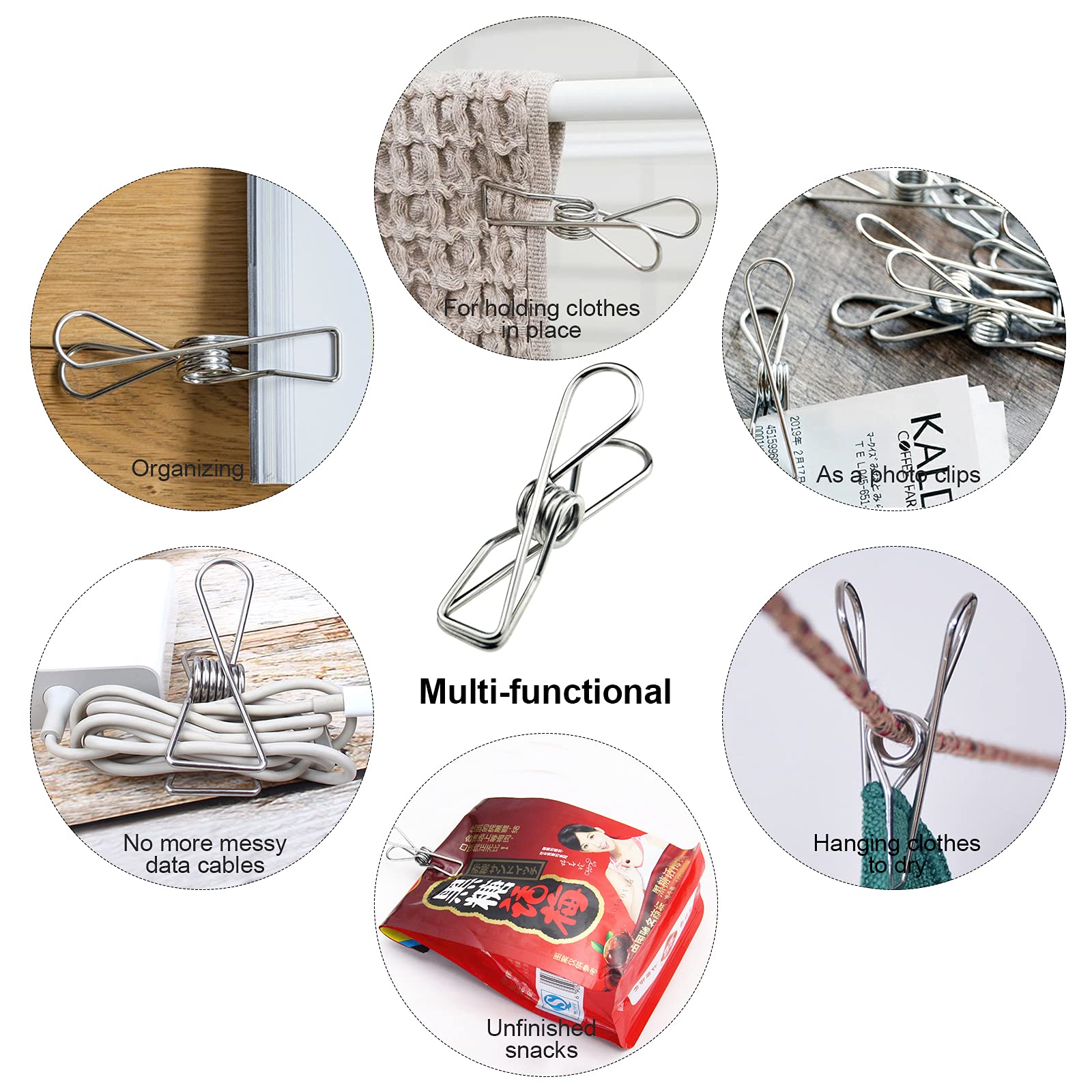 40 Pack Stainless Steel Clothes Pins, Stainless Steel Laundry Hanging Clothesline Clips Clothes Pegs For Washing Line Clothes Pe