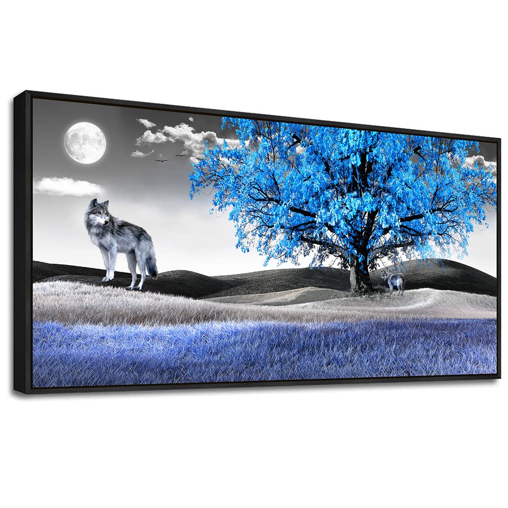 Frame Canvas Wall Art For Living Room Family Wall Decorations For Bedroom Modern Office Wall Decor Paintings Blue Tree Landscape