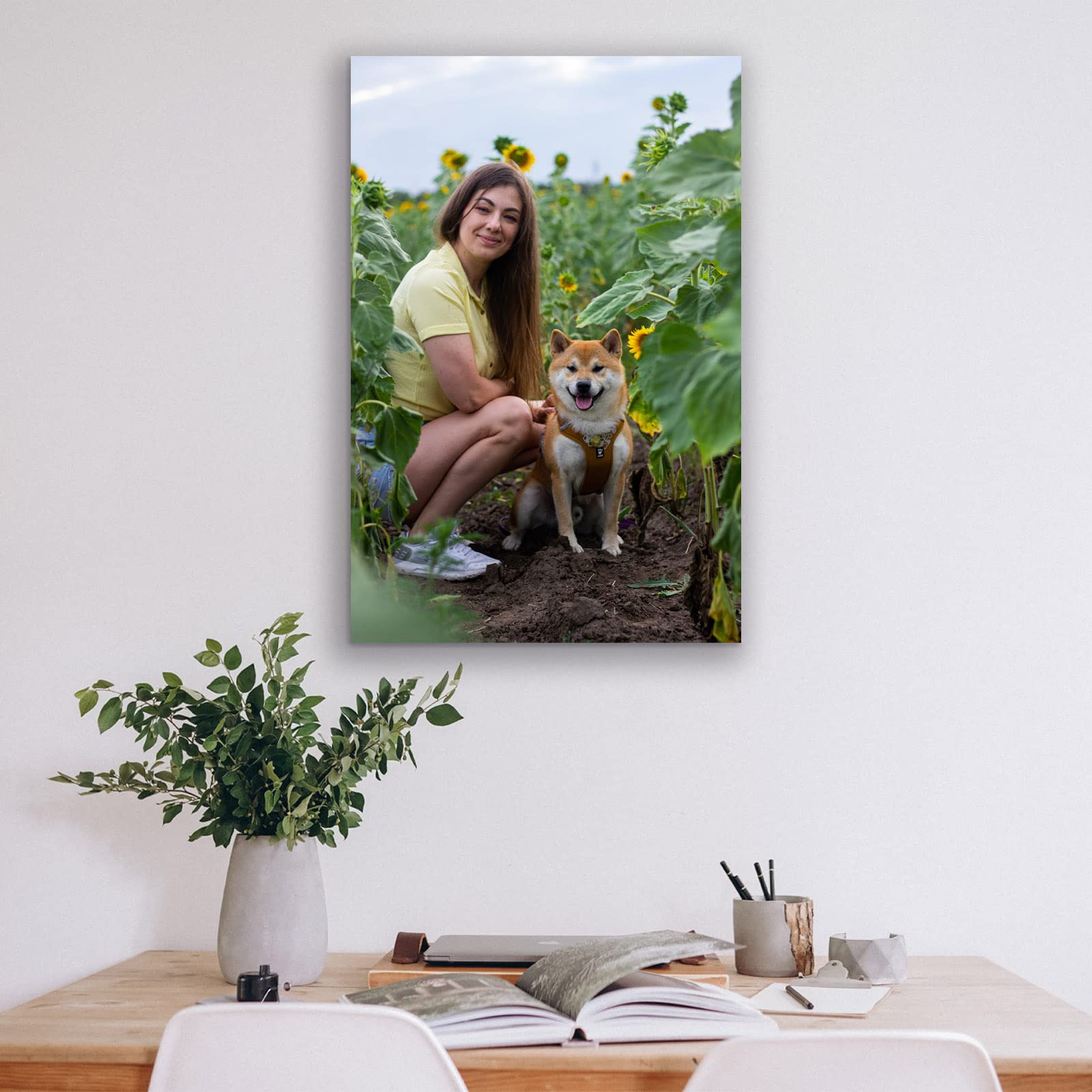 Custom Canvas Prints With Your Photos (12X24, Framed Canvas) Customized Wall Art Personalized Canvas Pictures For Pet/Family Gif