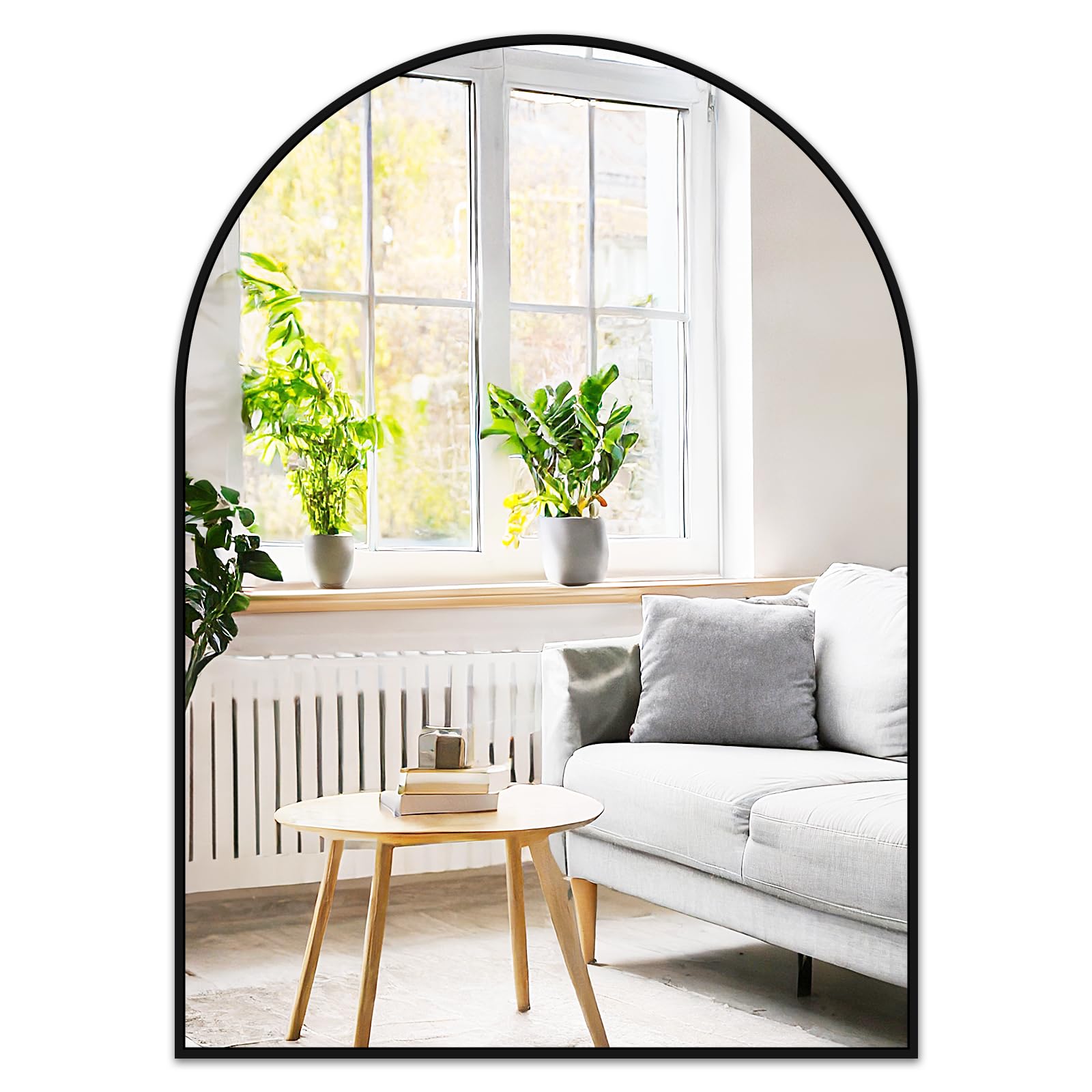 Fabuday Big Arch Mirror for Bathroom 30x40 - Large Black Arched Wall Mirror for Over Sink, Wide Metal Frame Vanity Mirros for Be
