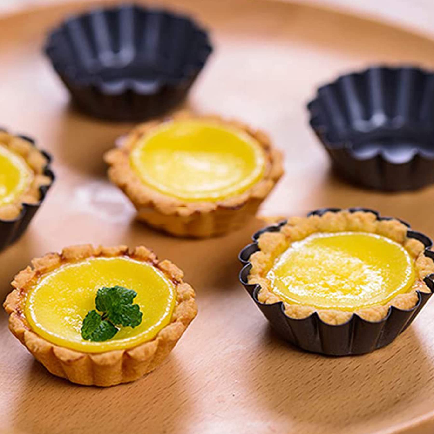 Mggi 12 Packs Egg Tart Mold, Bigger Size 3 X 0.9Inch, Non-Stick Pan Carbon Steel Egg Tart Molds, Mini Pie Mould, Muffin Cupcake
