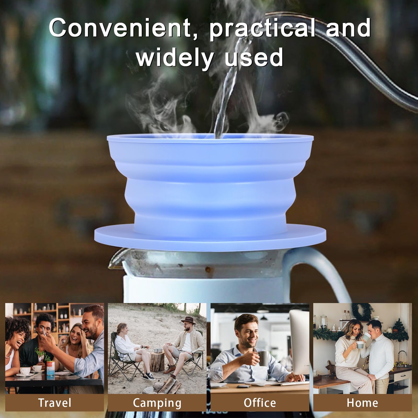 Vvgcs Collapsible Paperless Pour Over Coffee Dripper, Single Cup Travel Pour Over Coffee Maker Camping, Portable Silicone Pourov
