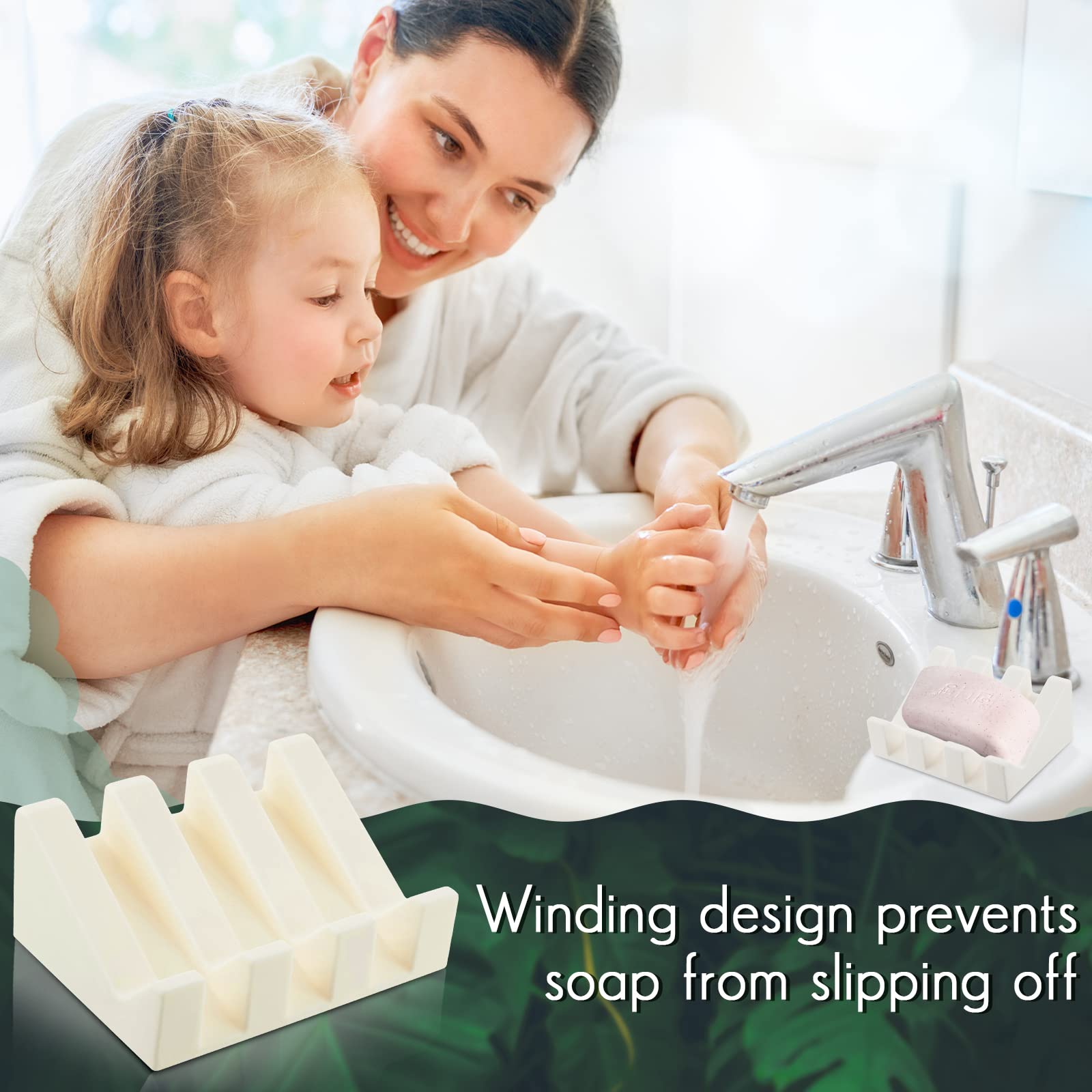 1 Piece Silicone Soap Dish Self Draining Soap Dish Shower Waterfall Bar Soap Holder Tray With Drain Soap Saver For Kitchen Bathr