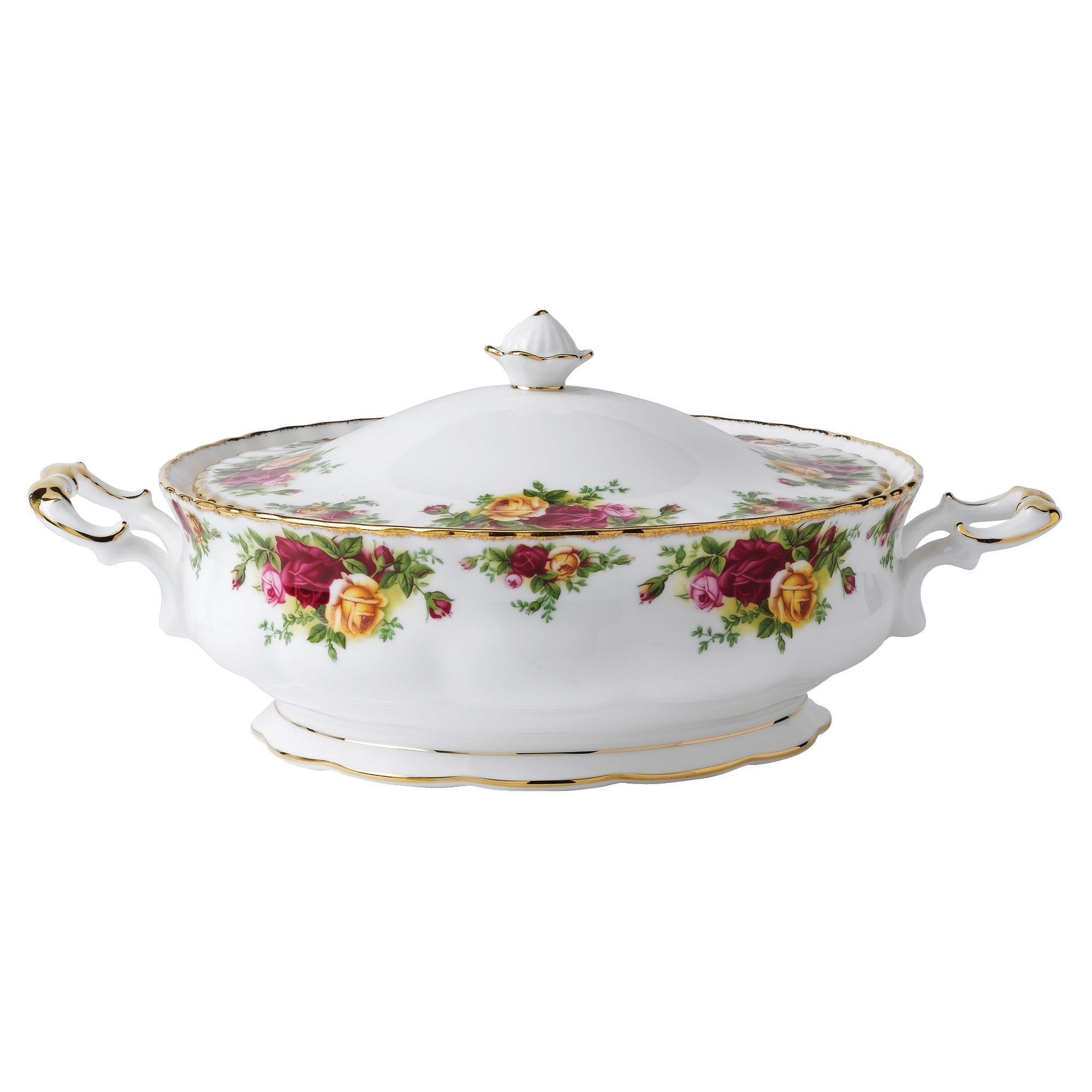 Royal Albert Old Country Roses Covered Vegetable Bowl, 50 Oz, Multi
