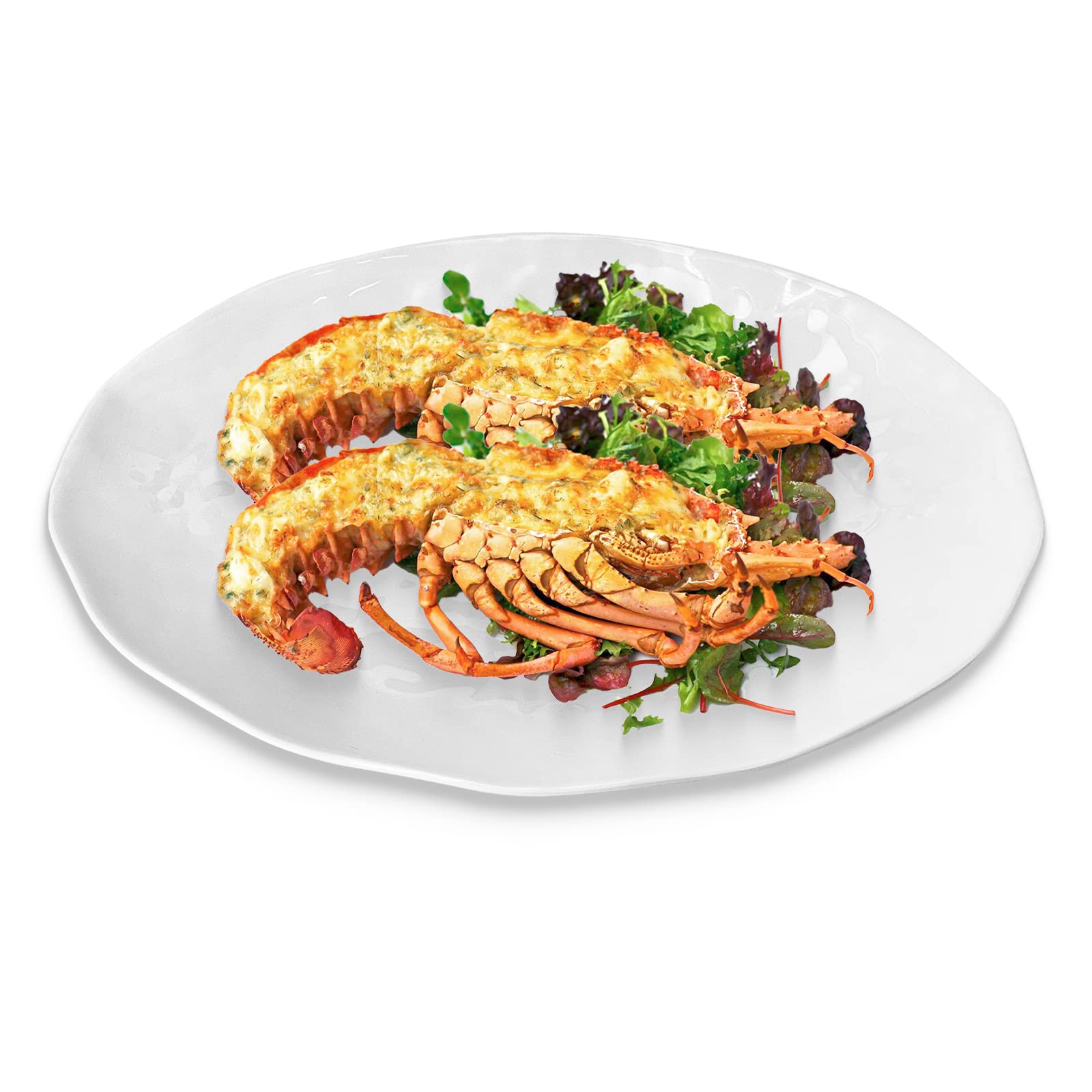 Yalin Oval Large Serving Platter, 16 Inch Melamine Serving Tray, Great For Restaurant, Steak, Salad And Everyday, Set Of 2 White