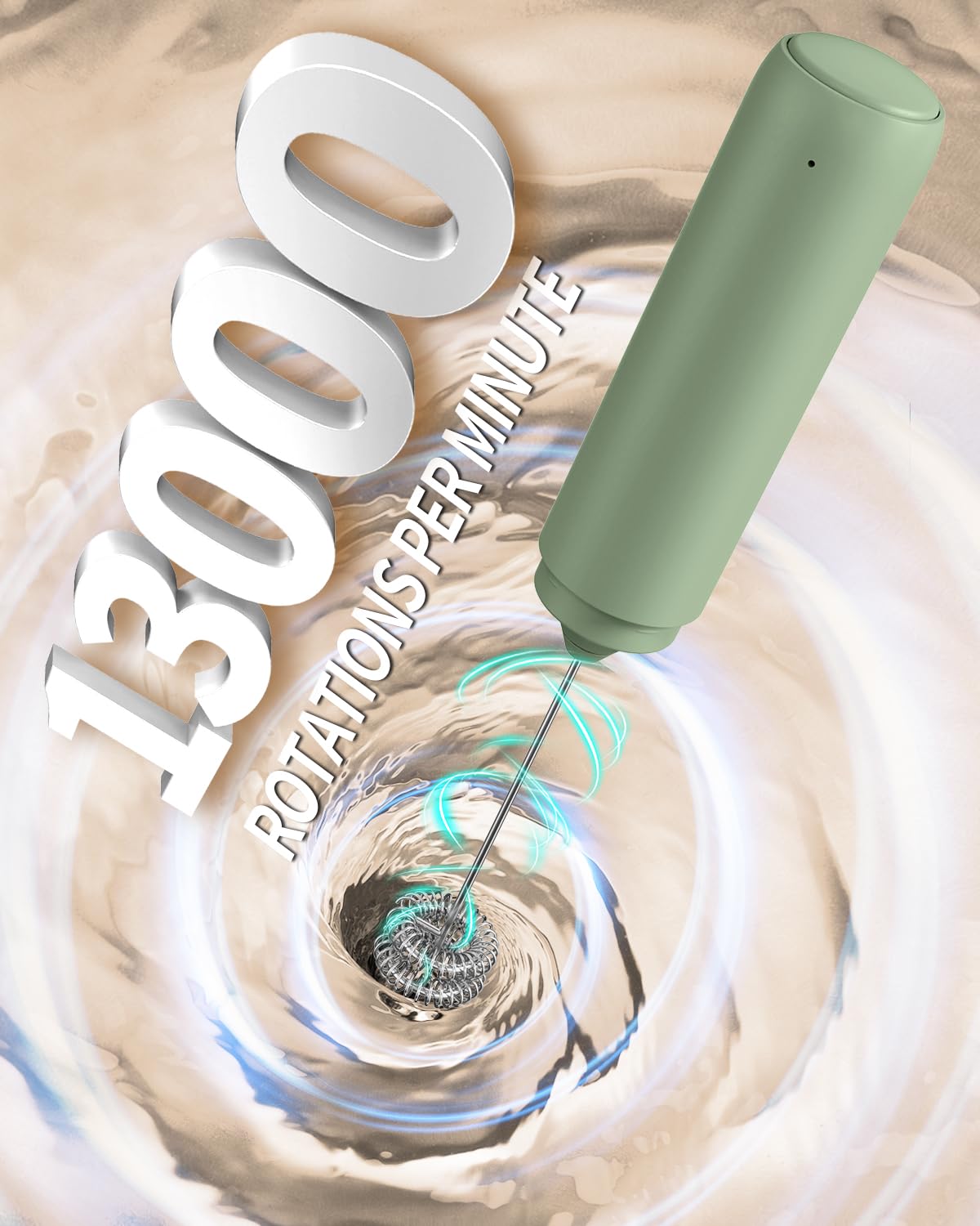 CIRCLE JOY Rechargeable Milk Frother Hanheld, Dual Ring Electric Coffee Frother, Portable Hand Frother Wand Drink Mixer for Matc