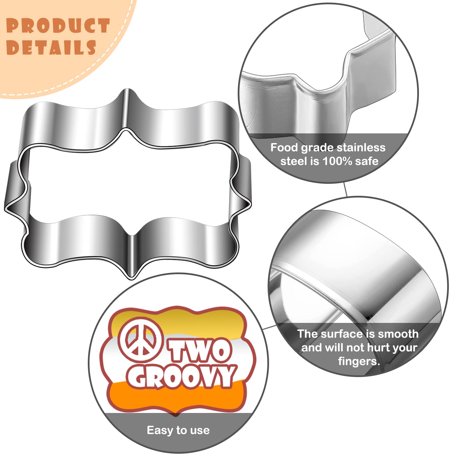 7 Pcs Mini Two Groovy Cookie Cutters Set, Hippie Cookie Cutter Peace Cookie Molds Stainless Steel Biscuit Cutter Diy, Small Flow