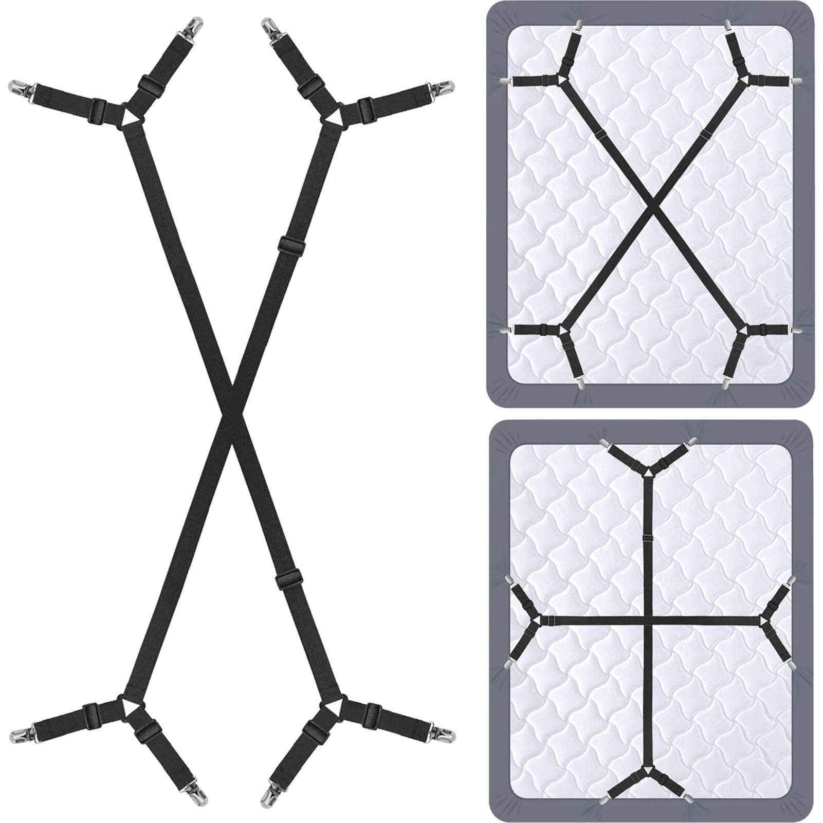 Hasthip Bedsheet Holder, 2Pcs Bedsheet Fitter Clips, Adjustable Crisscross Bedsheet Holder Strap With Heavy Duty Grippers Clips,