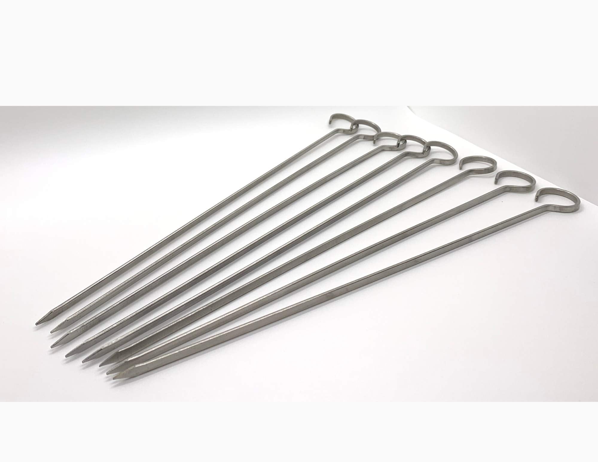 Flat Metal Kabob Skewers For Grilling - 12'' Bbq Skewers Stainless Steel With Storage Bag - Set Of 8 Dishwasher Safe Flat Metal
