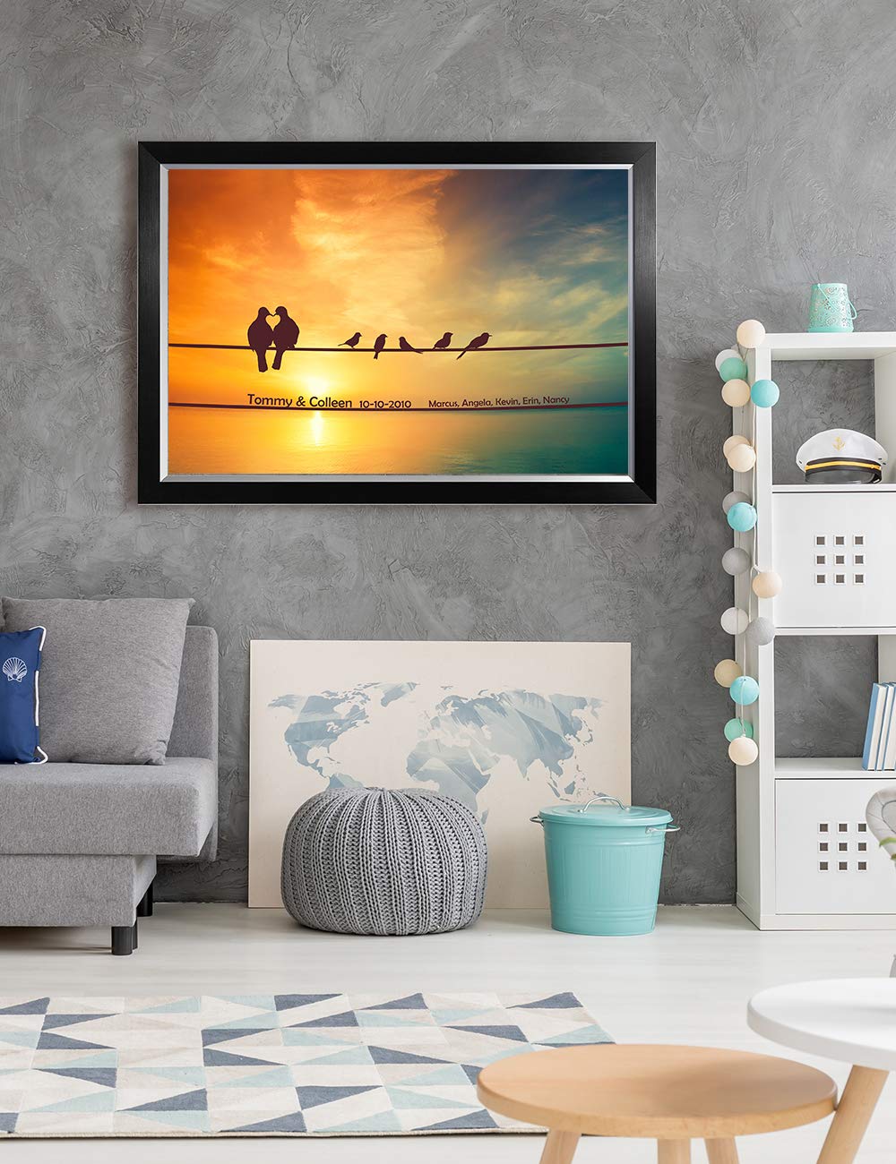 Ipic - We Are Family Personalized Artwork With Names, Customized Gift For Anniversary. Giclee Wall Art With High Grade Frame. Pi