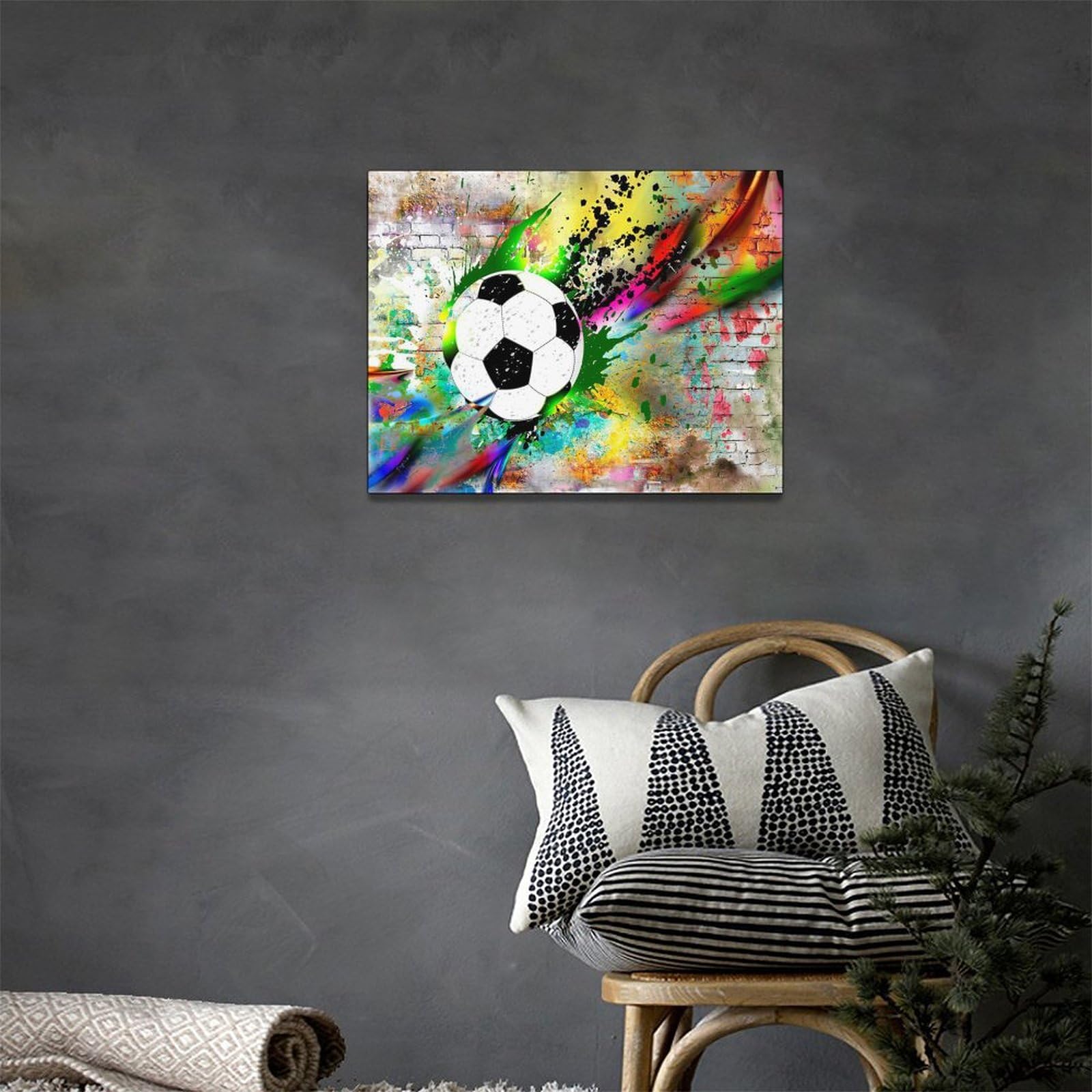 Soccer Wall Art Banksy Football Pictures Wall Decor Graffiti Sports Posters Canvas Prints Framed Artwork Paintings Home Decorati