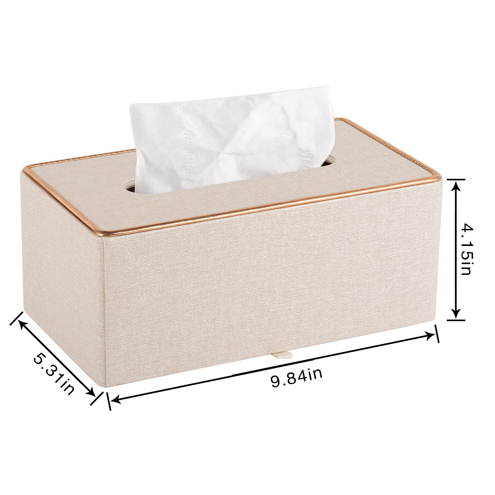 High-end Fashion Leather Tissue Box Holder Business Black  Rectangular Napkin Holder Drawer Paper Dispenser Dispenser  Home Office car Tissue Holder with Magnetic Bottom (Beige)