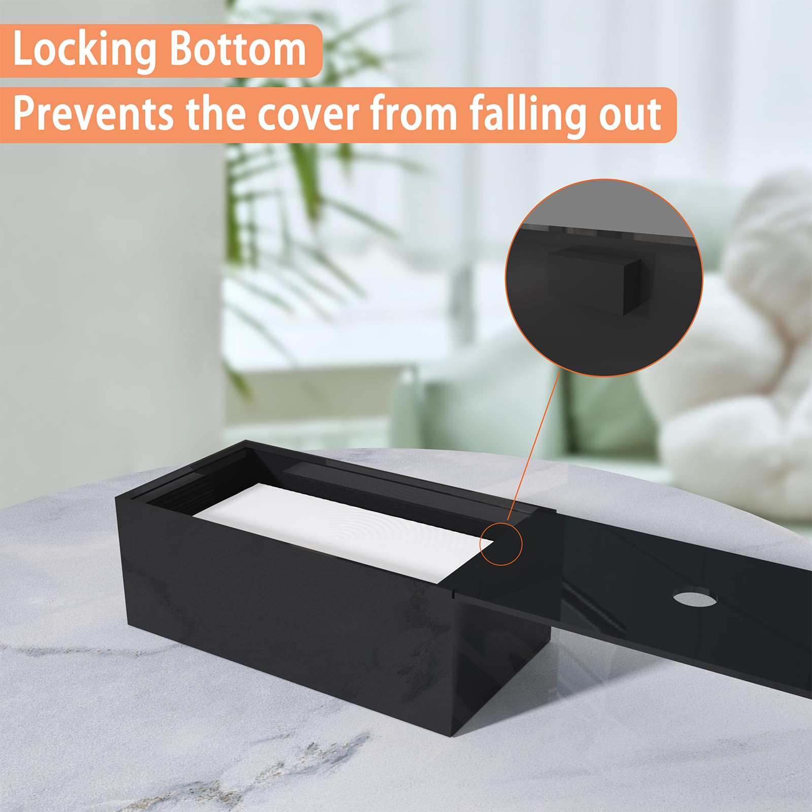 Silut Acrylic Tissue Box Cover, Tissue Box Holder, Tissue Box Cover Rectangle, Tissue Cover For Bathroom, Kitchen - Black