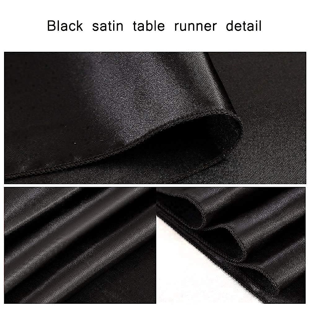 24 Pack Black Table Runners 12 X 108 Inches Long Smooth Satin Silk Black Table Runner For New Year Party Black Halloween Wedding