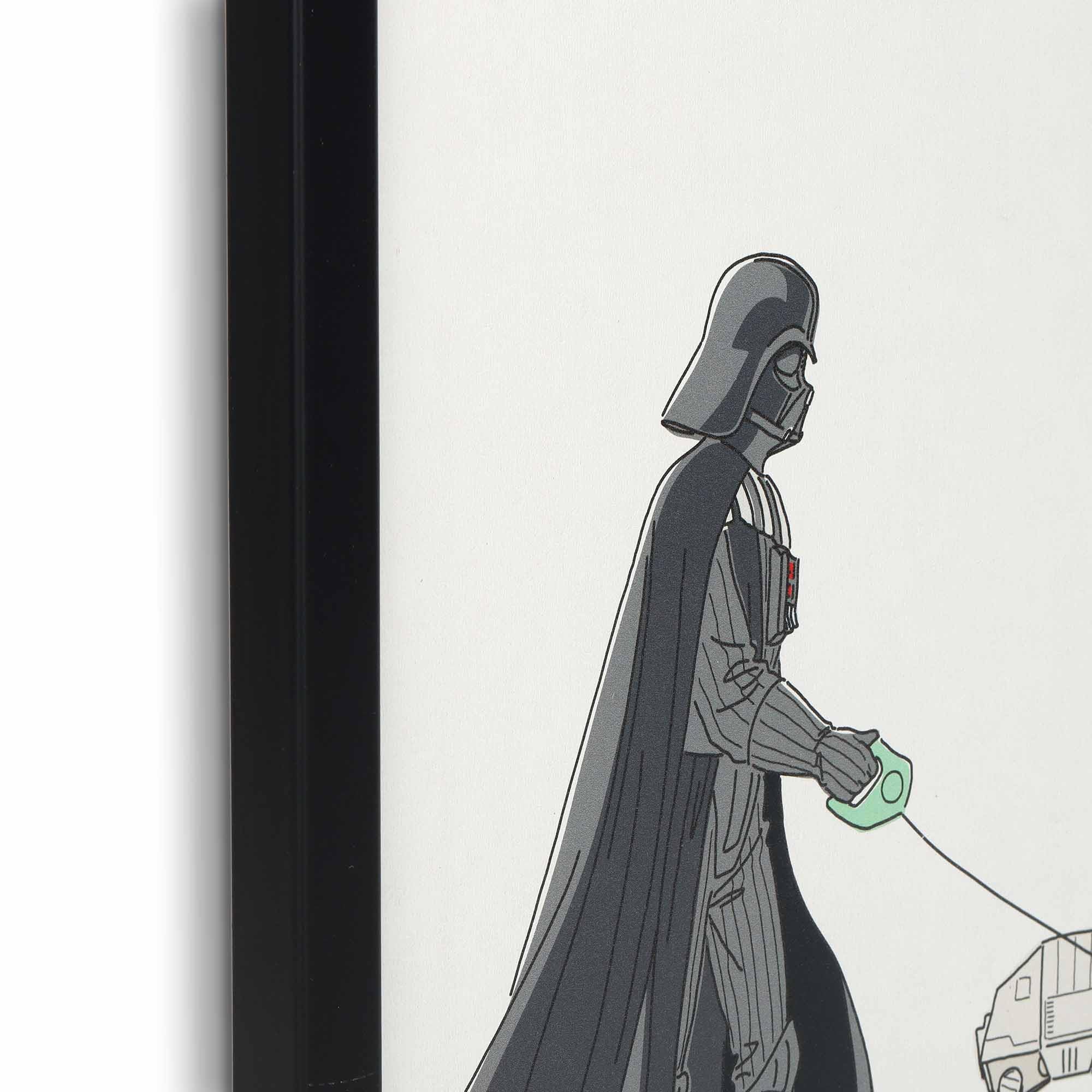Disney Star Wars Darth Vader And At-At Framed Wood Wall Decor - Fun Darth Vader Wall Art For Man Cave Or Movie Room