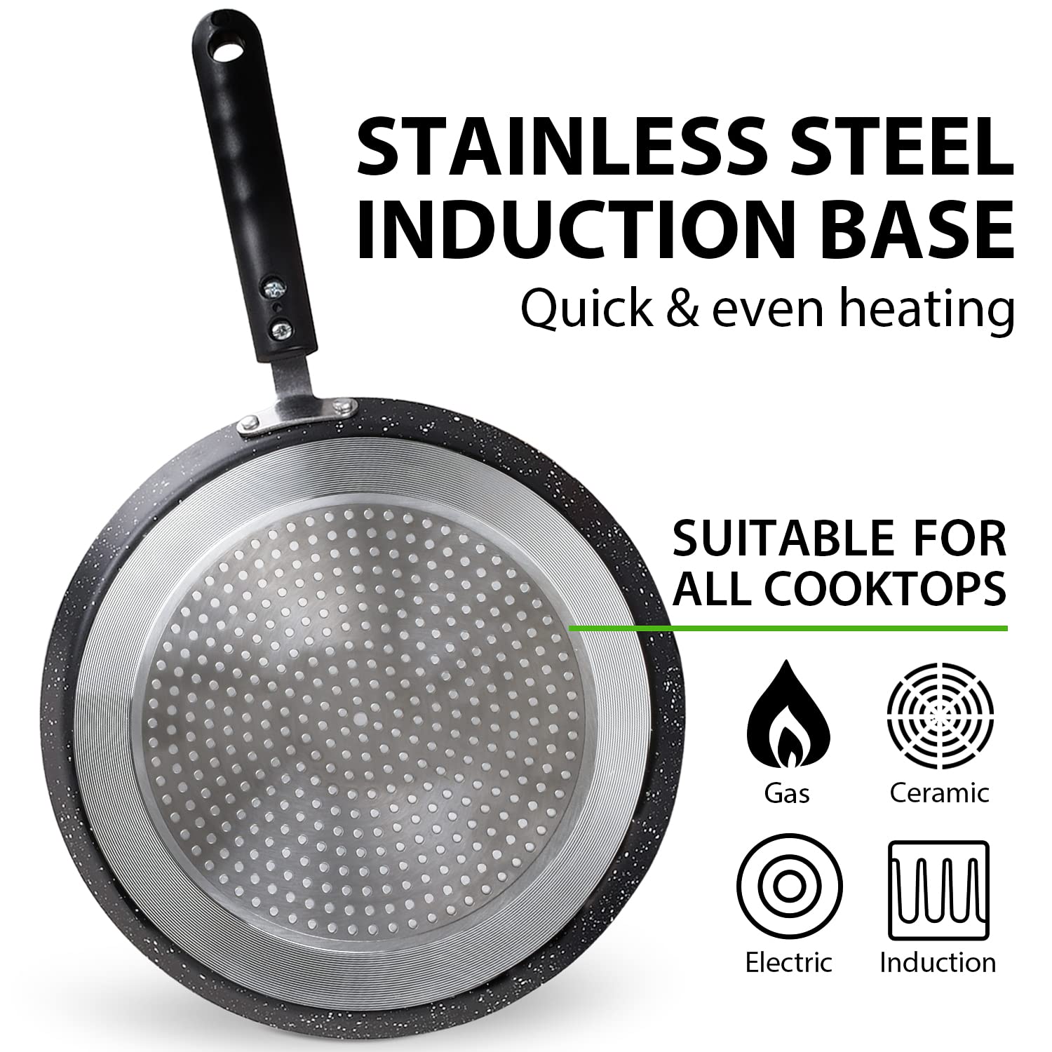 Buecmue 10.5 Inch Nonstick Crepe Pan With Spreader, Granite Coating Skillet Pan For Roti Egg Omelet Tortilla Tawa Dosa, Flat Fry