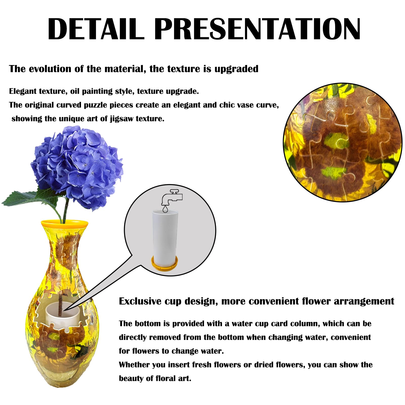 3D Puzzle Vase Unique Flower Made by 160 Curved for Adults Home and Office Decor