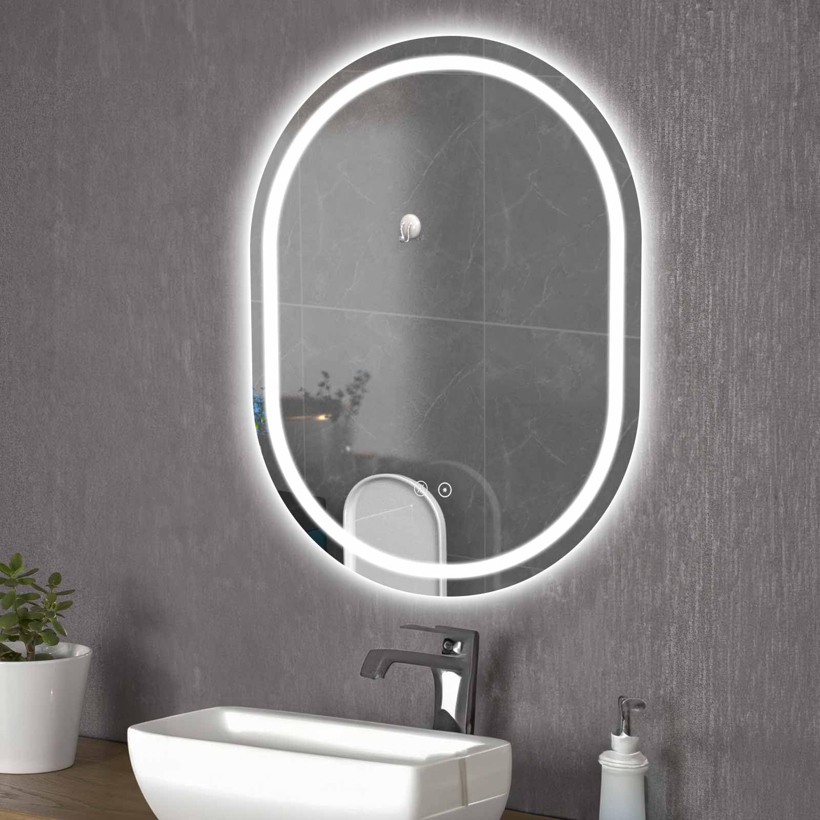 Elefloom Annular Led Bathroom Mirror, 36X28 Inch Wall Mounted Bathroom Mirror With Lights, Anti-Fog Dimmable 3 Colors Cri>90 Wal