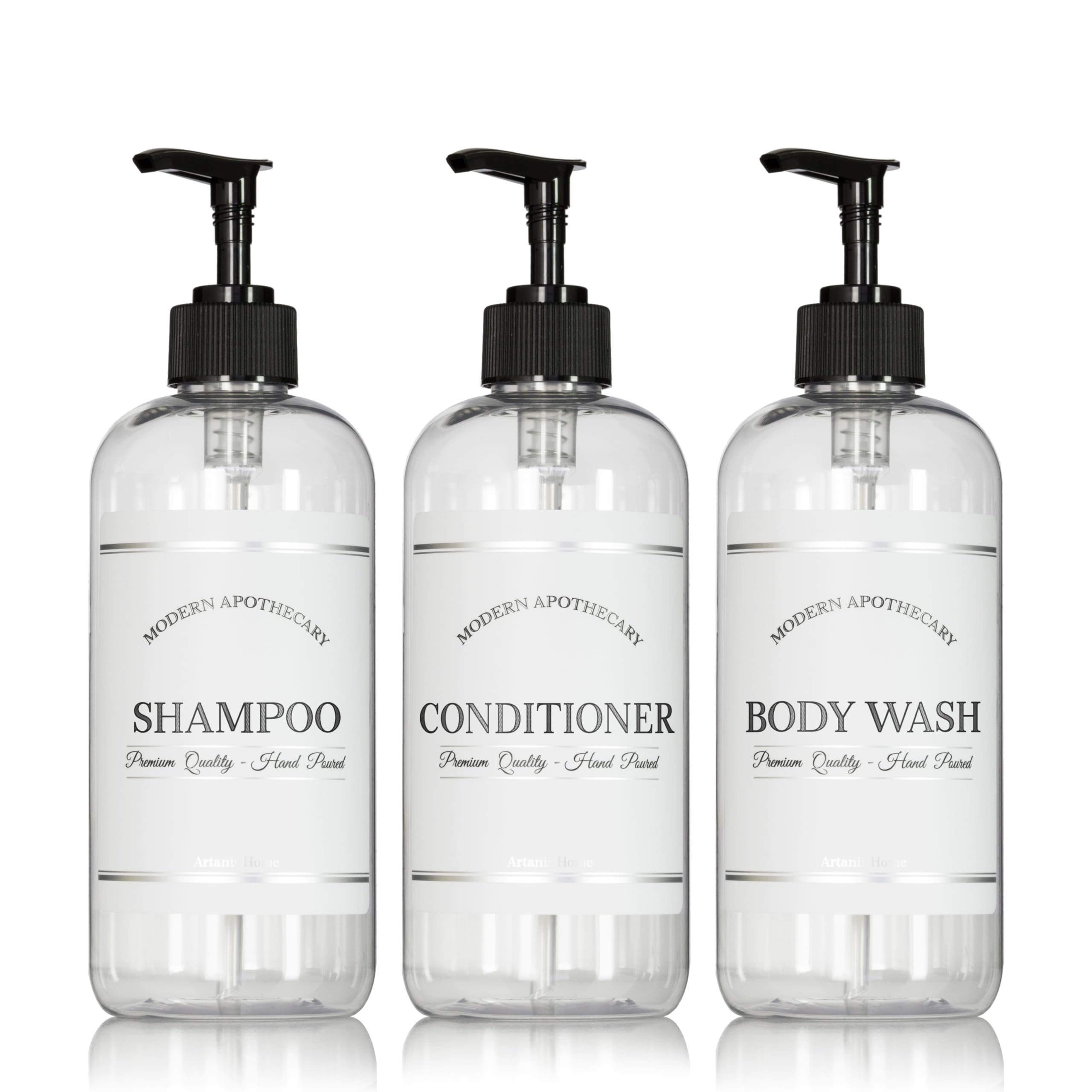 Clear Refillable Shampoo And Conditioner Bottles - Body Wash, Shampoo And Conditioner Dispenser - Pet Plastic Shampoo Bottles Re