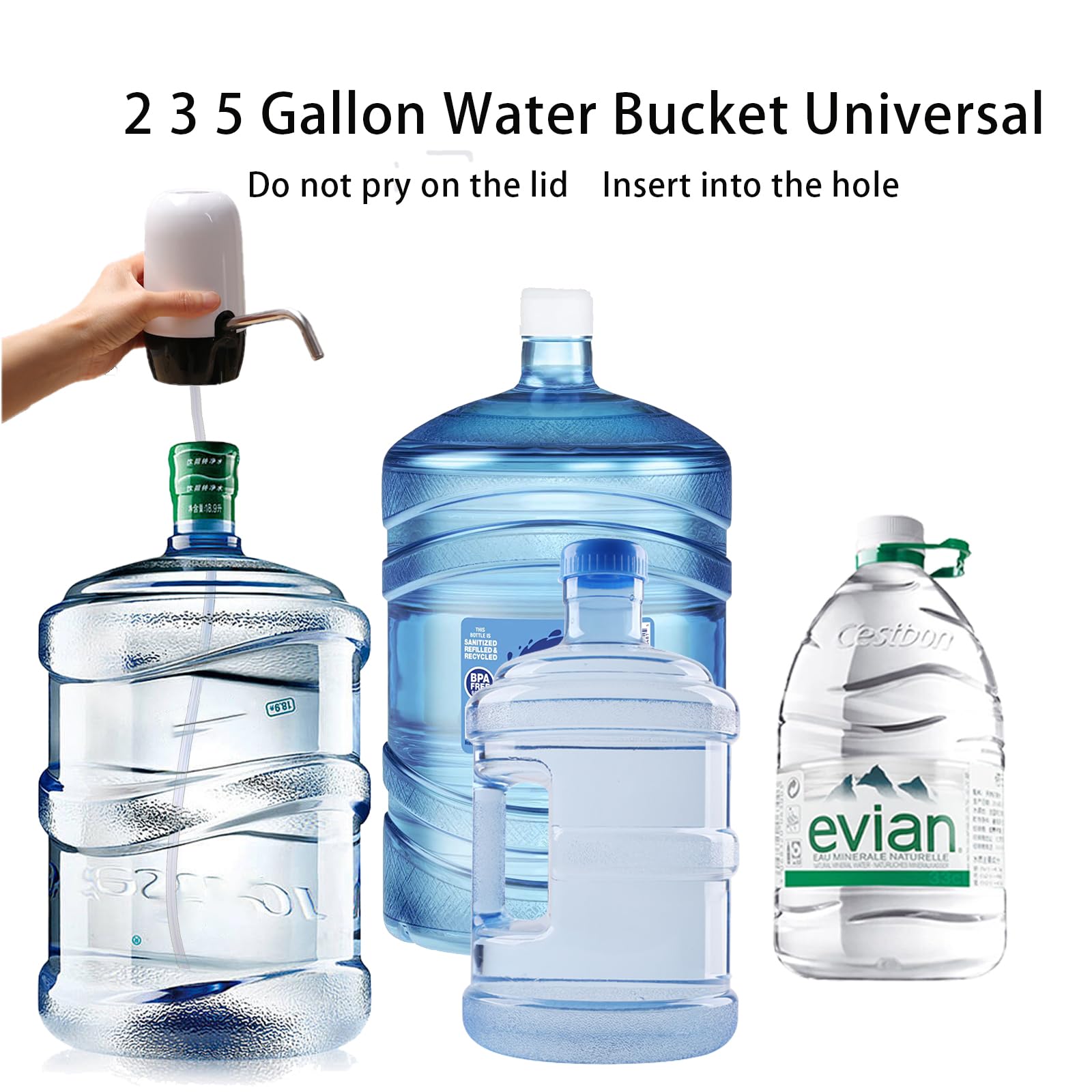 True Dual Water Pump 5 Gallon Water Dispenser,Portable High Battery Capacity Usb Charging Water Jug Pump Easy To Use Water Dispe