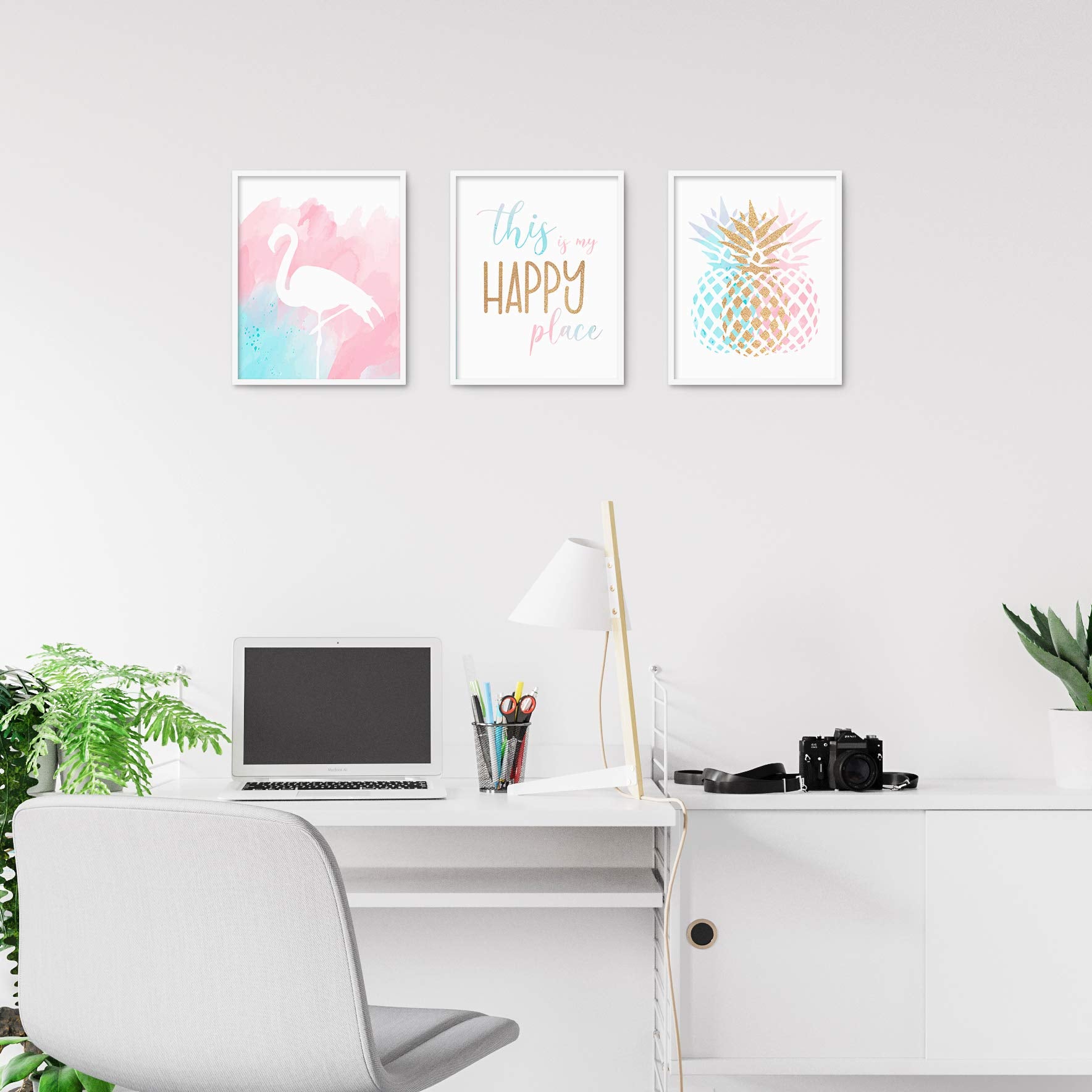Brooke & Vine Teen Girl Room Wall Decor Art Prints (UNFRAMED 8 x 10) Inspirational Wall Art  Motivational Quotes Posters for Kids  Tween Women Office Bedroom  Dorm  Cubicle  Desk - Pineapple  Flamingo