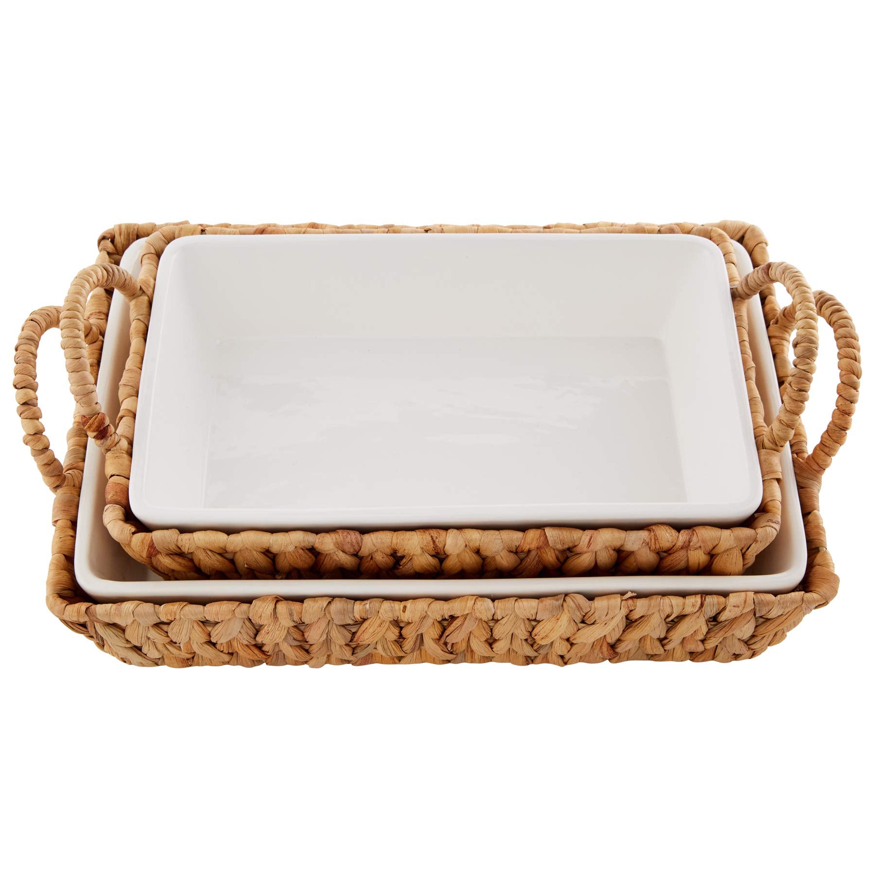 Mud Pie Hyacinth Basket Set, small baker 7 x 11 | large baker 13 x 18 1/2