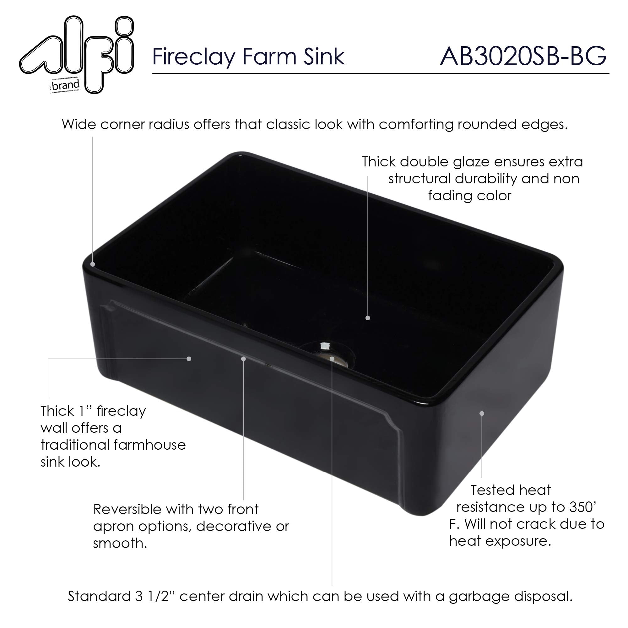Alfi Brand Ab5006-Pss Ab3020Sb-Bg Kitchen Sink, Black Gloss