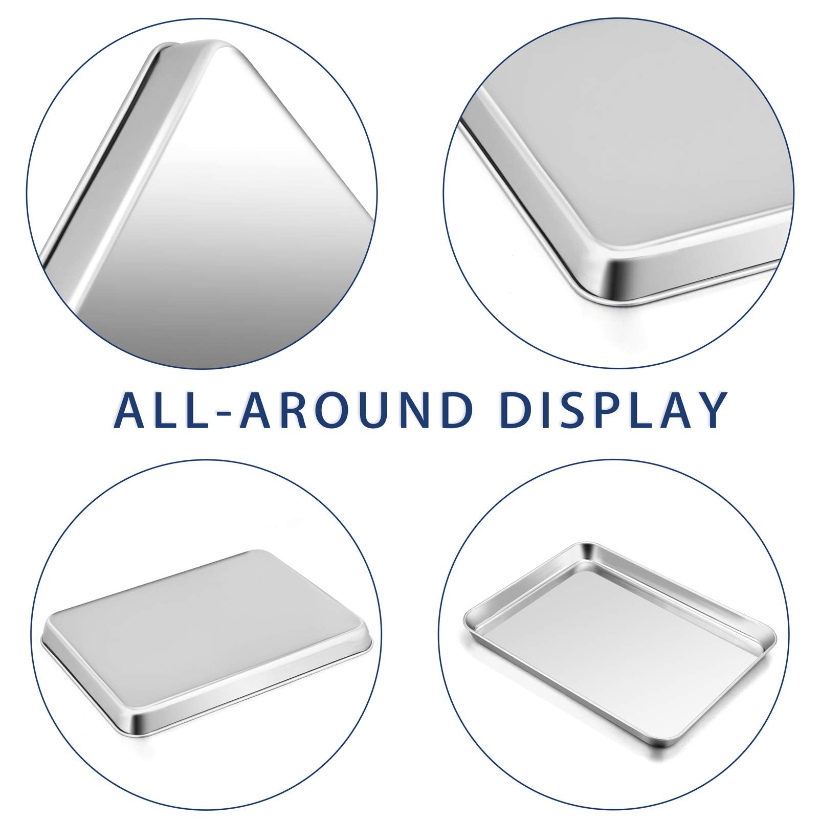 Toaster Oven Pan Tray, P&P Chef Stainless Steel Baking Pan Cookie Sheet, Set Of 2 (12.5 X 9.75 X 1), Rolled Edge & Round Corner,