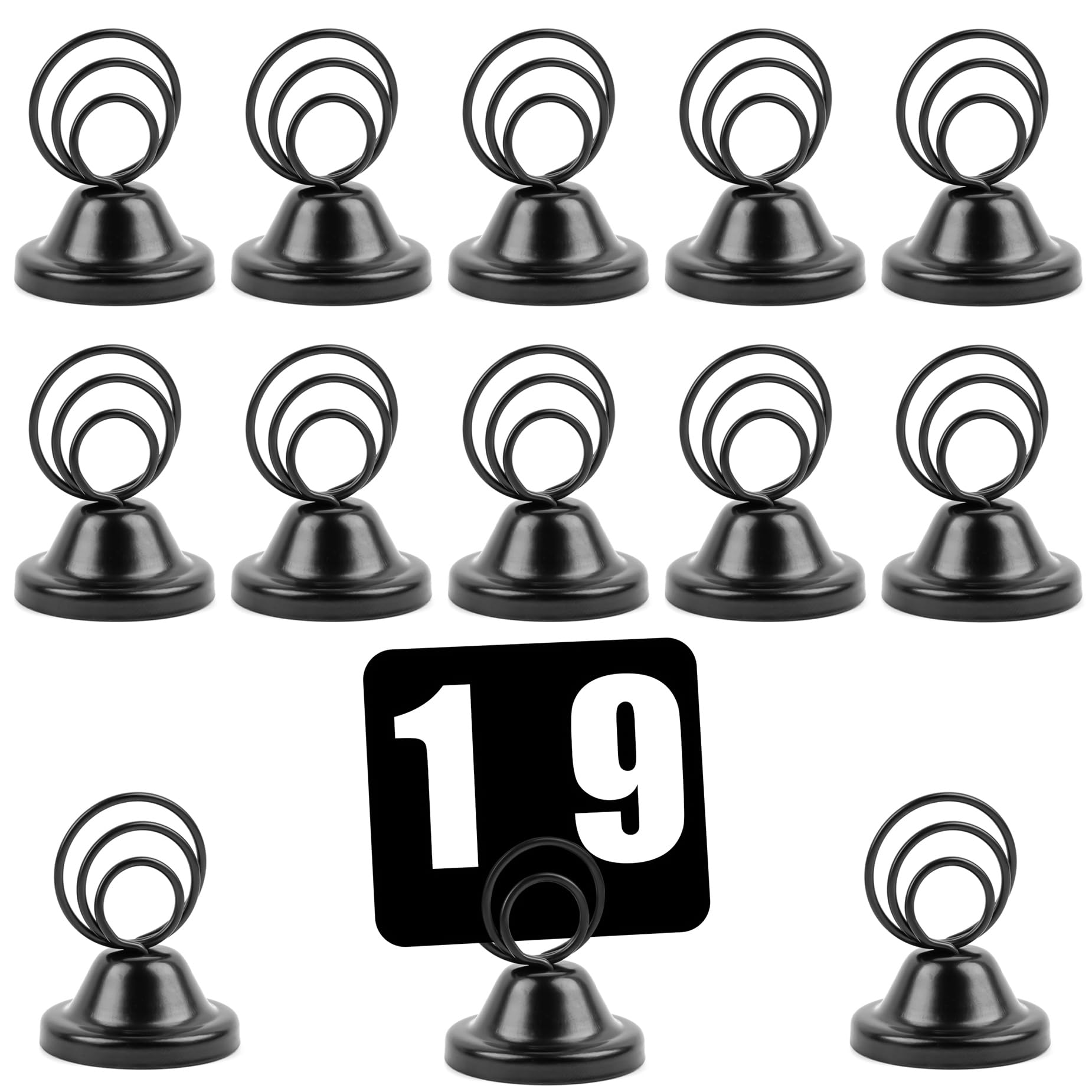 Framendino, 12 Pack Wire Picture Holders for Tables Metal Table Number Stands Place Card Holder Short Photo Menu Tabletop Clip B