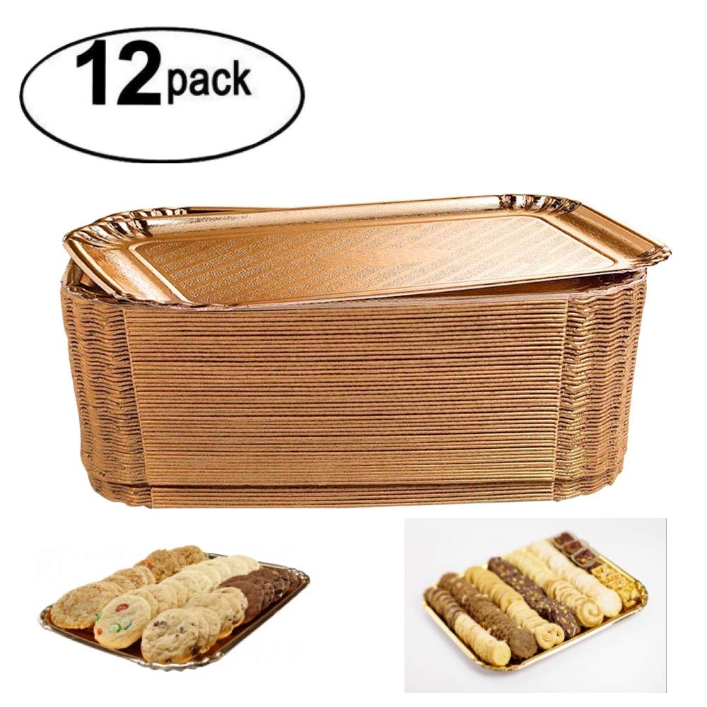 Pizety Gold Cookie Tray Gold Cake Trays Gold Rectangle Dessert Trays Gold Disposable Serving Trays For Parties And Gold Trays Fo