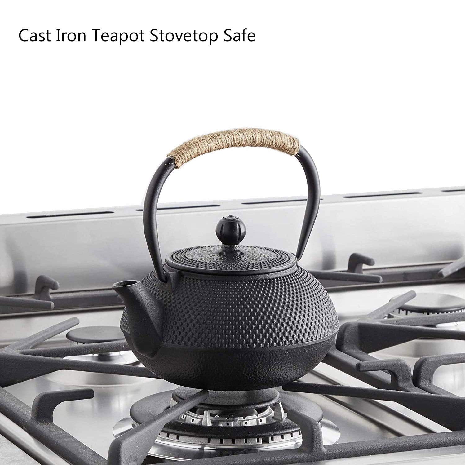 Hwagui - Japanese Cast Iron Teapot With Stainless Steel Infuser For Loose Leaf Tea And Teabags, Cast Iron Tea Kettle Stovetop Sa