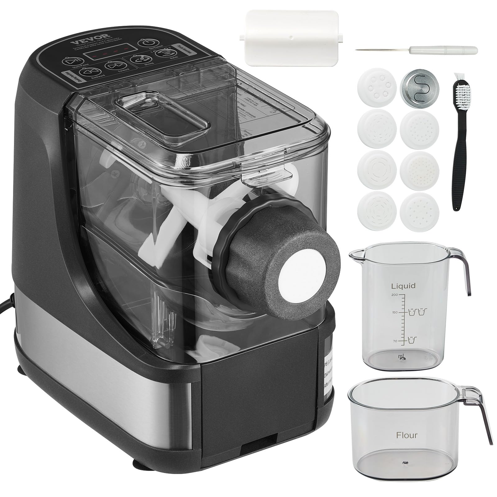 VEVOR Electric Pasta Maker, 150W Automatic Noodle Maker Machine with 8 Pasta Shapes, 4 Intelligent Modes, 500g Flour Capacity Pa