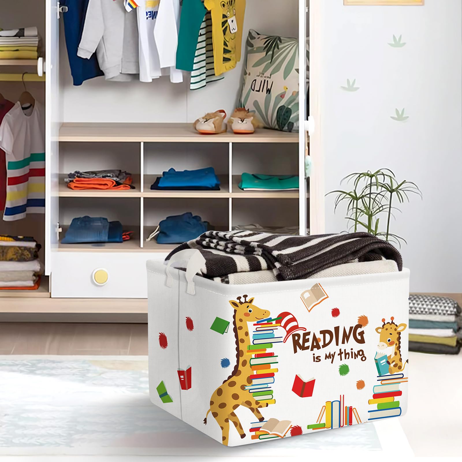Clastyle Giraffe Reading Book Basket Classroom Storage Dr Quote Read Across America Book Baby Basket Colorful Dot Comic Book Cra