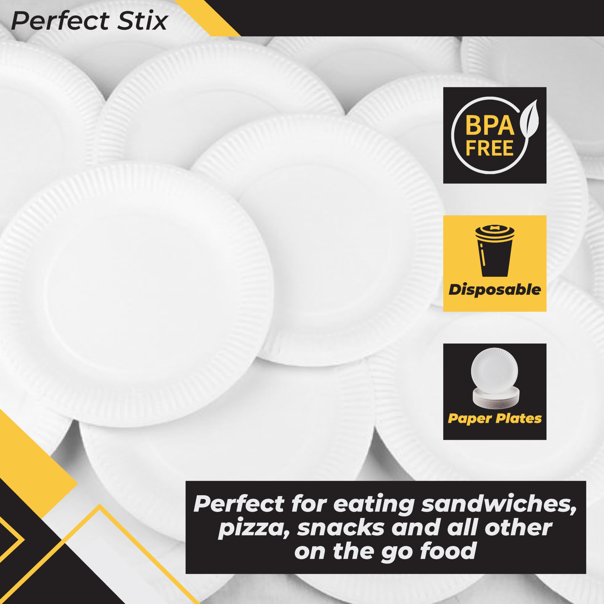 Perfect Stix White Paper Plate, 9 Paper Plate 9-500 (Pack Of 500)