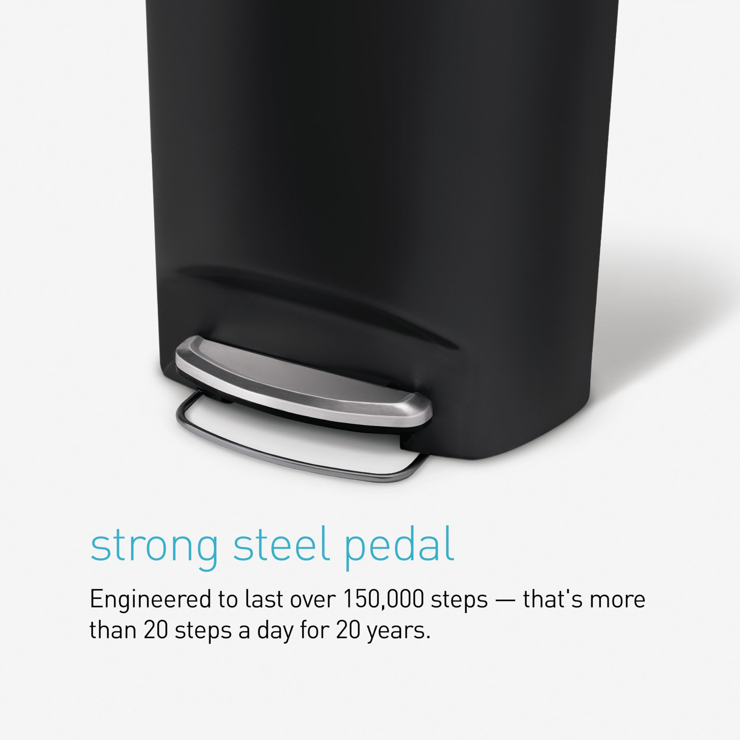simplehuman 50 Liter / 13 Gallon Hybrid Semi-Round Kitchen Step Trash Can with Secure Slide Lock, Hunter Plastic