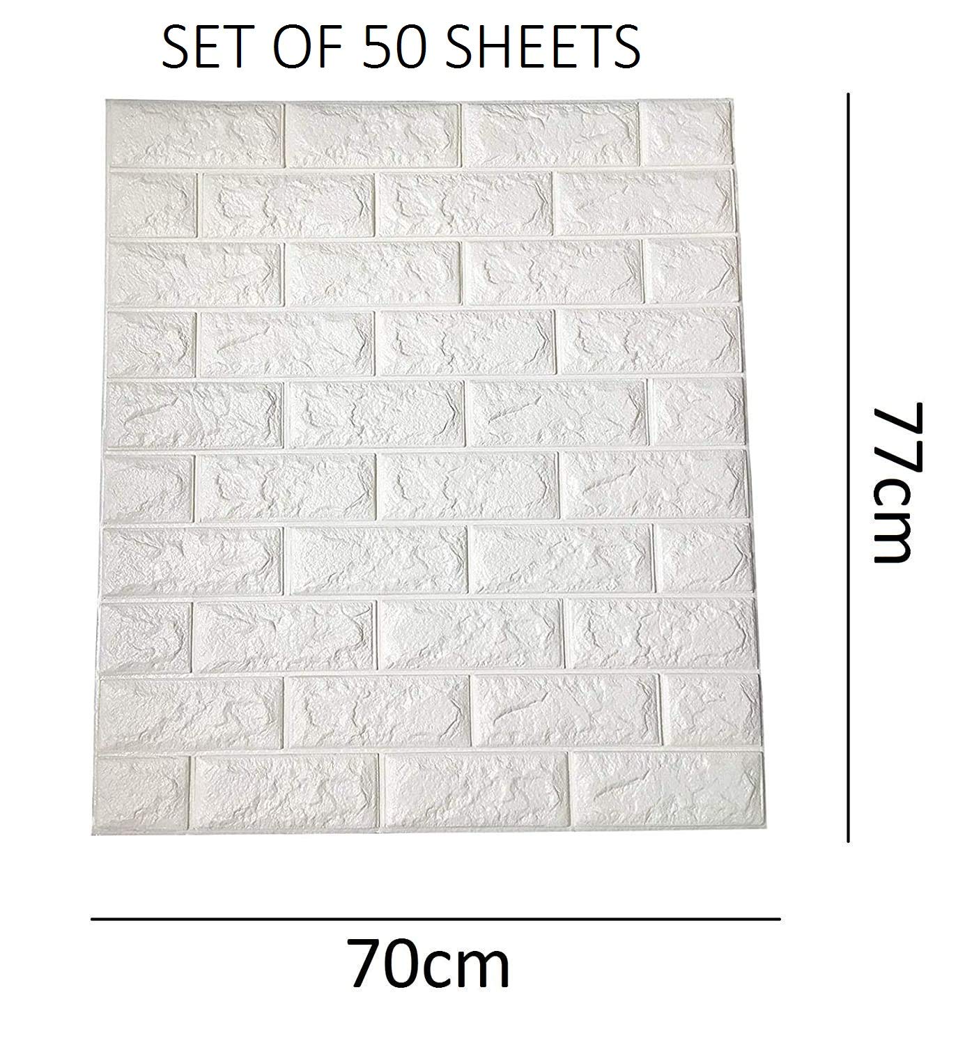 Lukzer 50PCs Self-Adhesive 3D PE Foam Brick Waterproof Wallpaper Wall Sticker/Living Room Office Balcony Home Restaurant Bar Hot